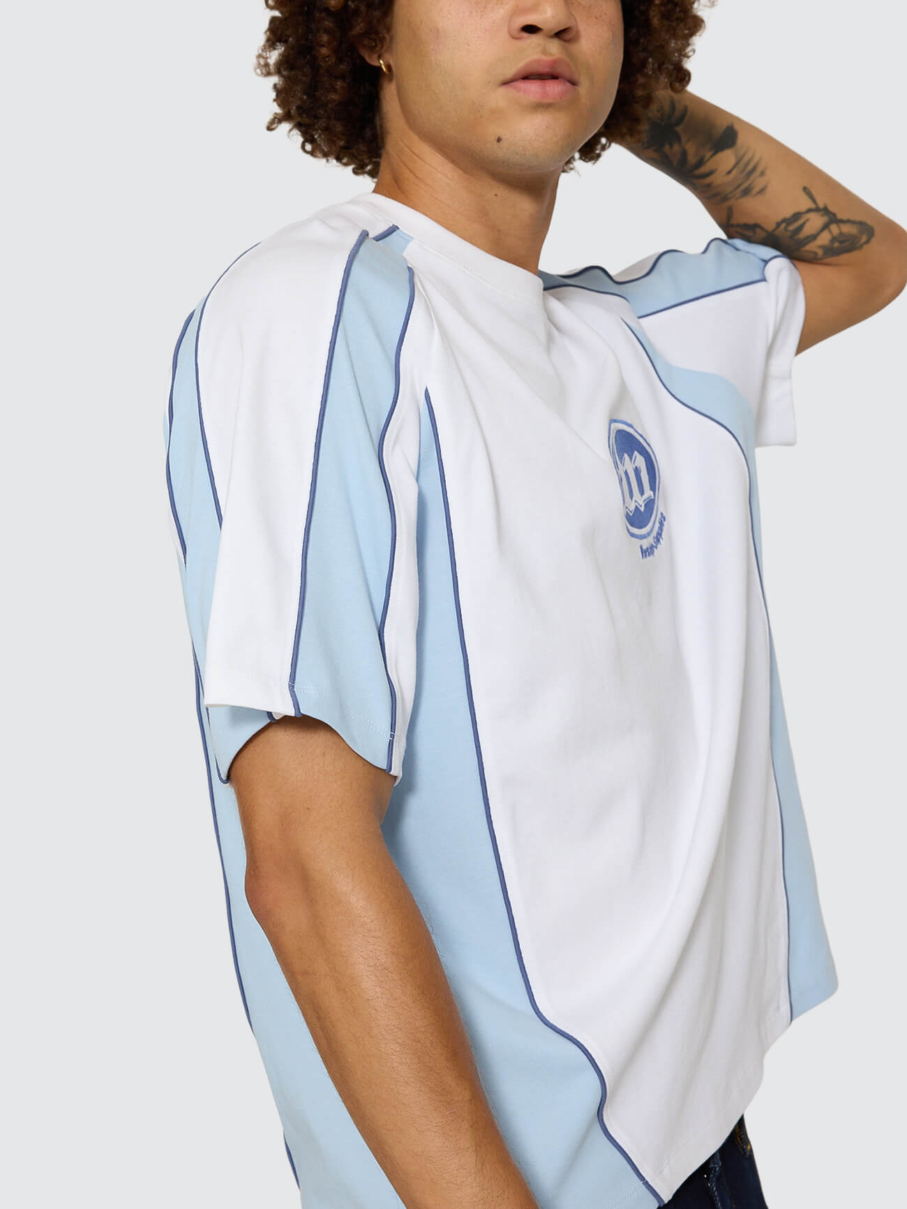 Morality Box Crop Panel Raglan Tee - White XS
