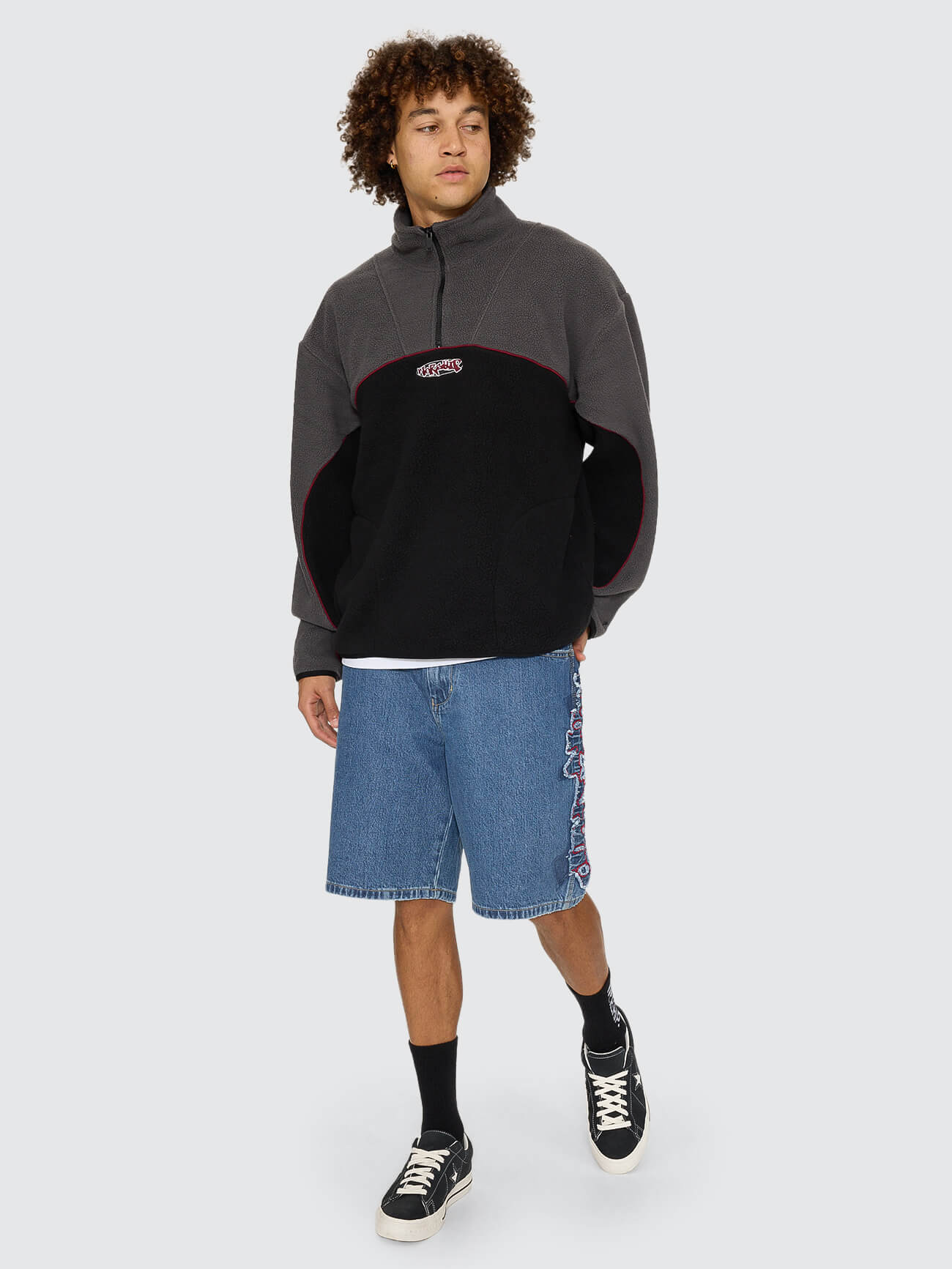 Wyldstyle Quarter Zip Sherpa Fleece - Black XS