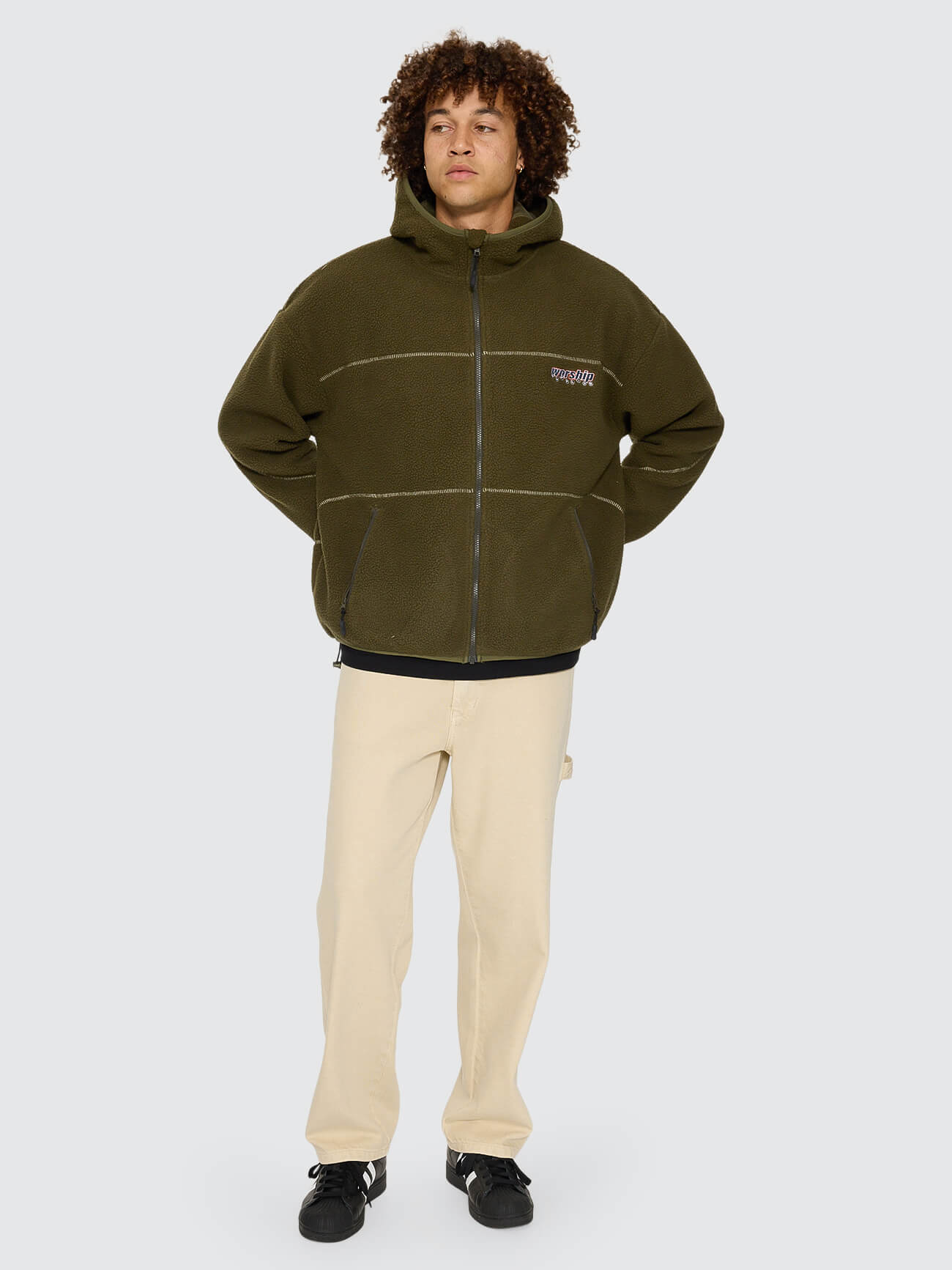 Line Stepper Hooded Sherpa Jacket - Grape Leaf XS