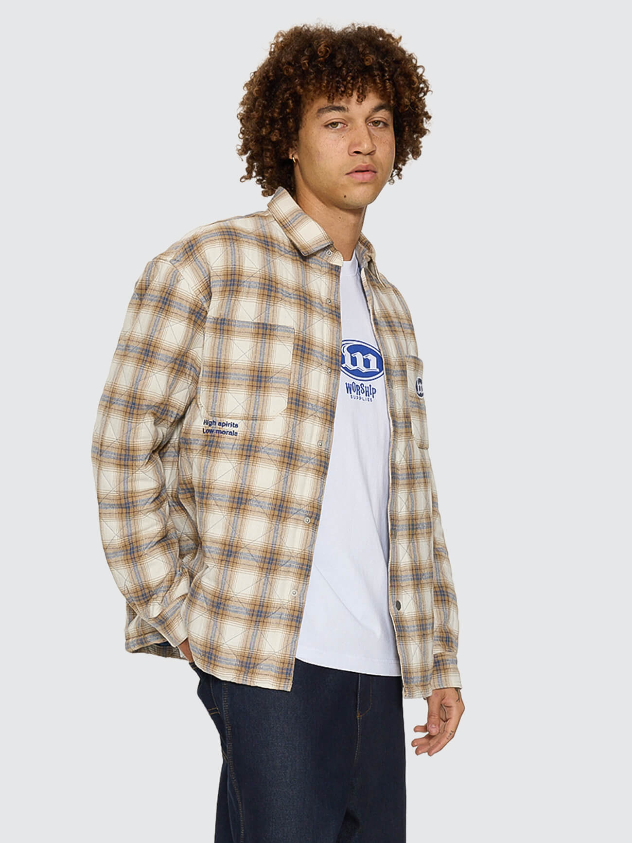 Morality Quilted Shacket - Tan XS