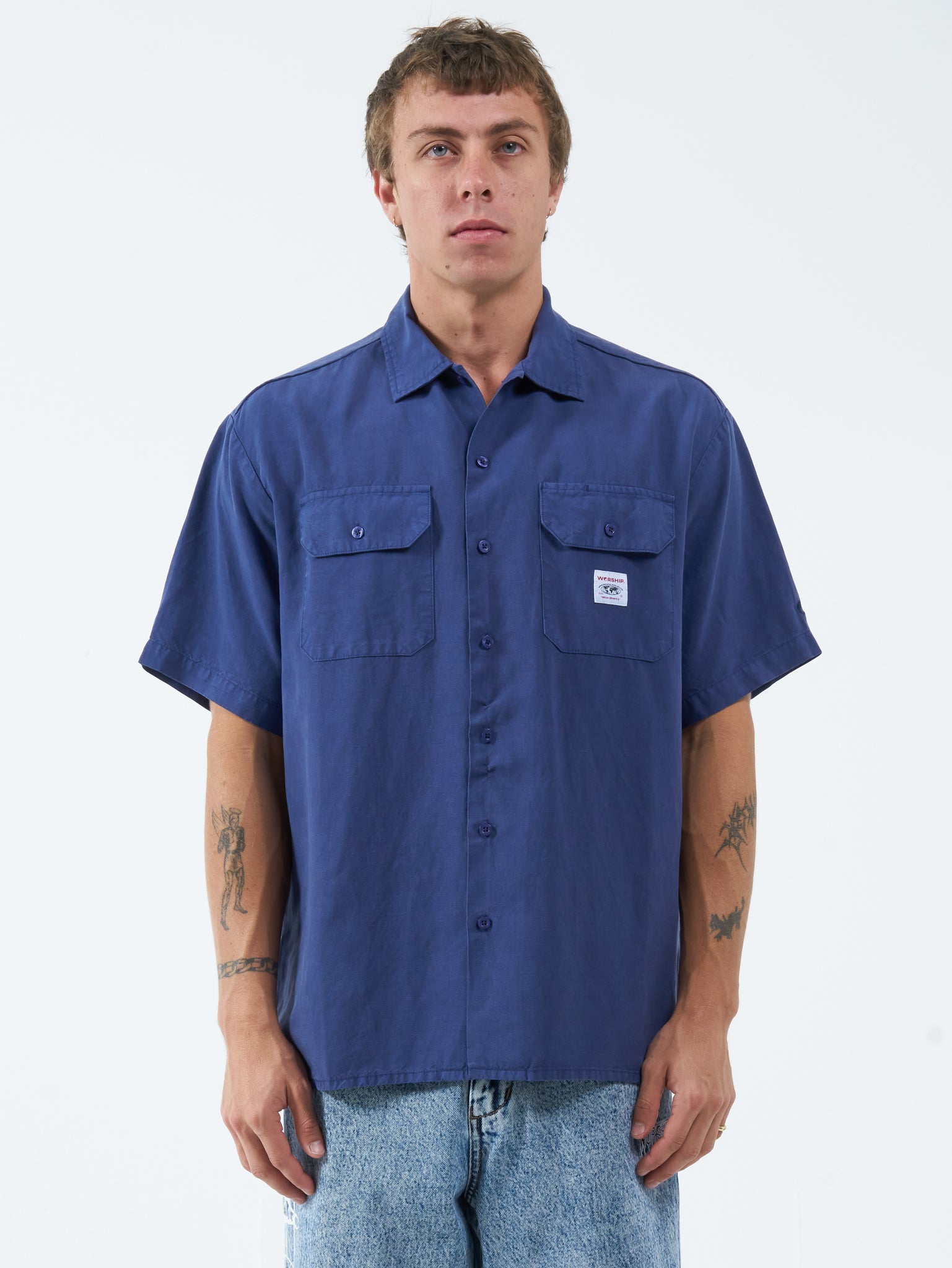 Worship Service Stripe Short Sleeve Workshirt Lunar Grey main image 1