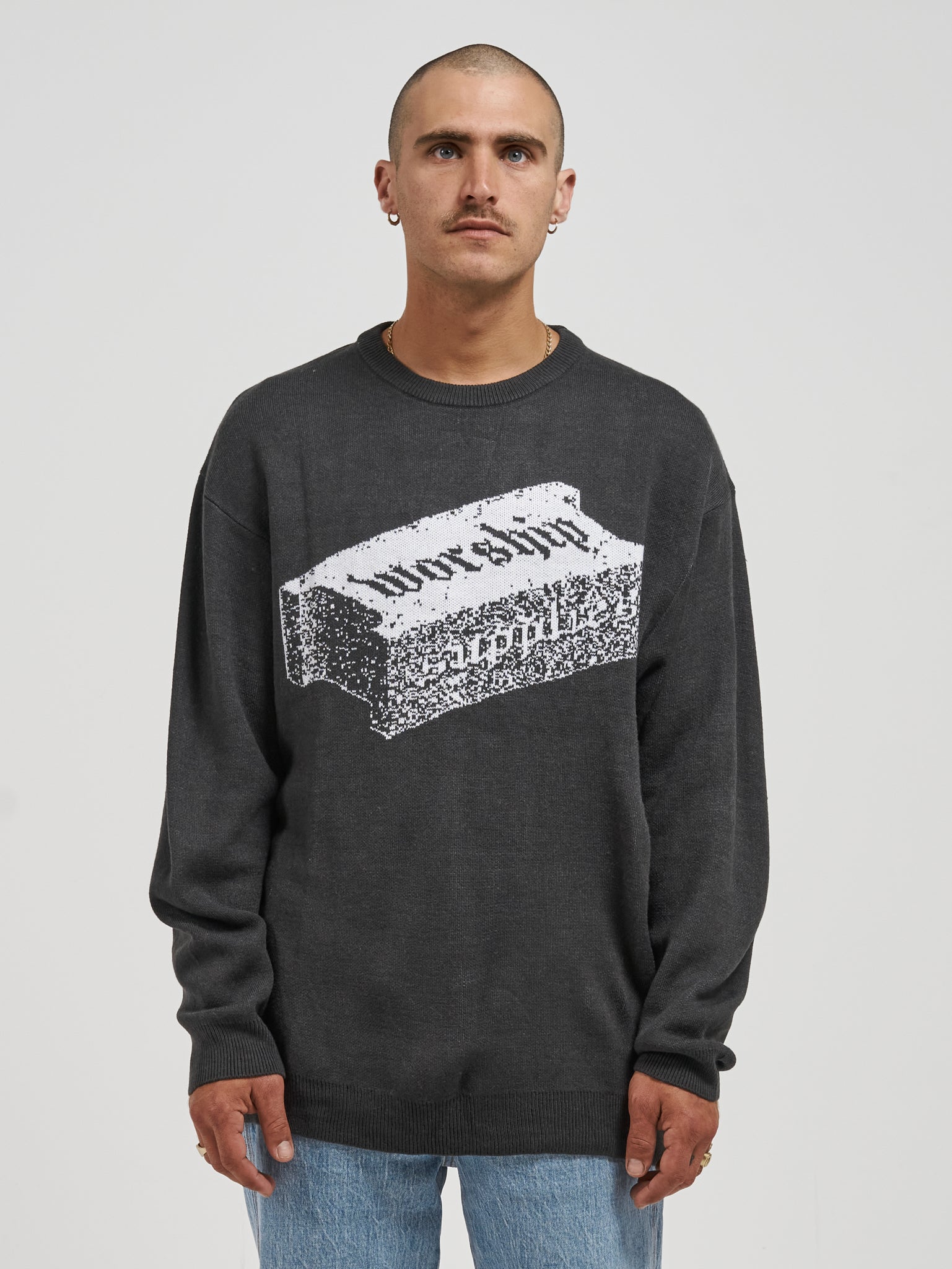 Shattered Crew Knit - Charcoal