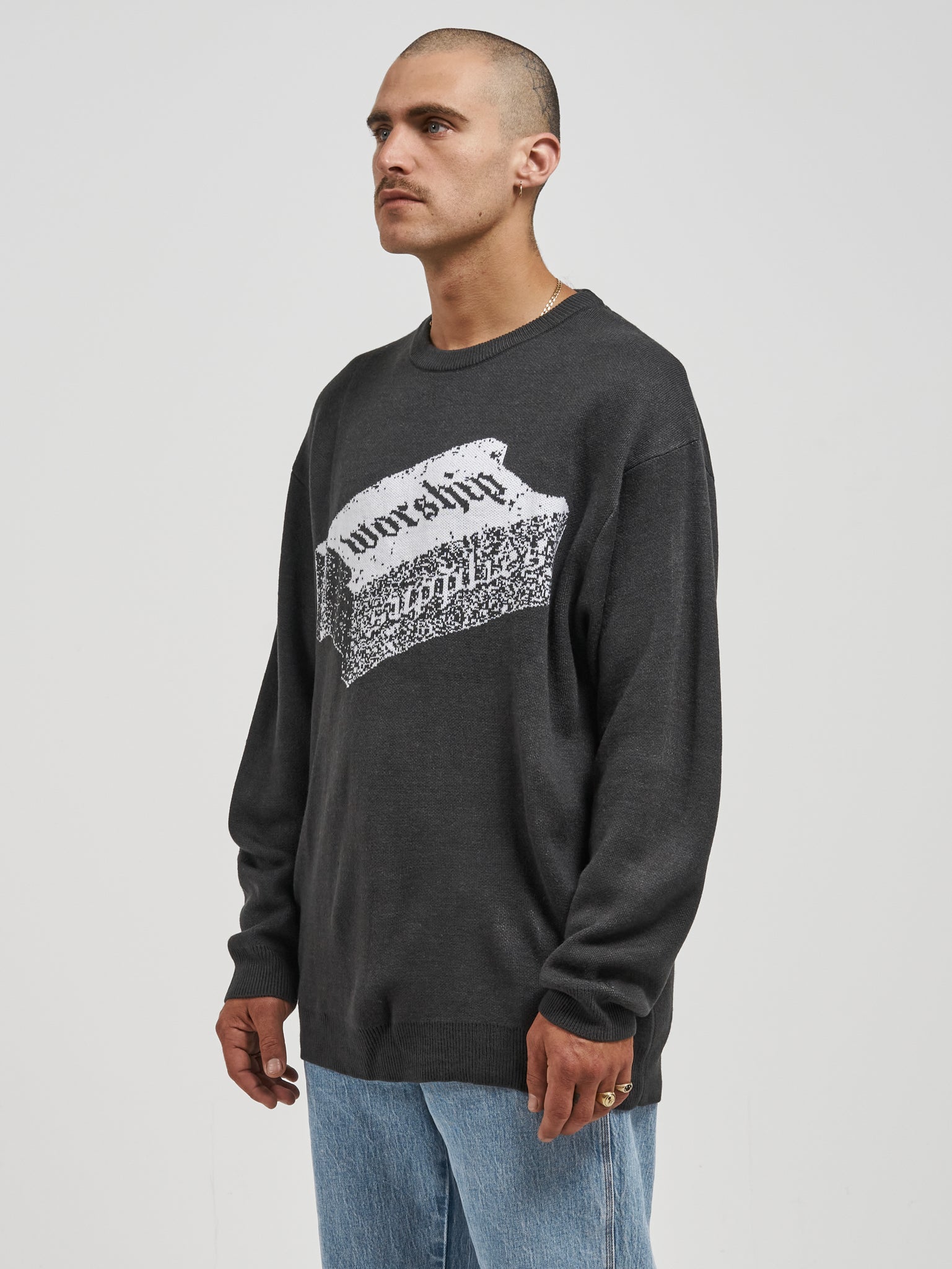 Shattered Crew Knit - Charcoal