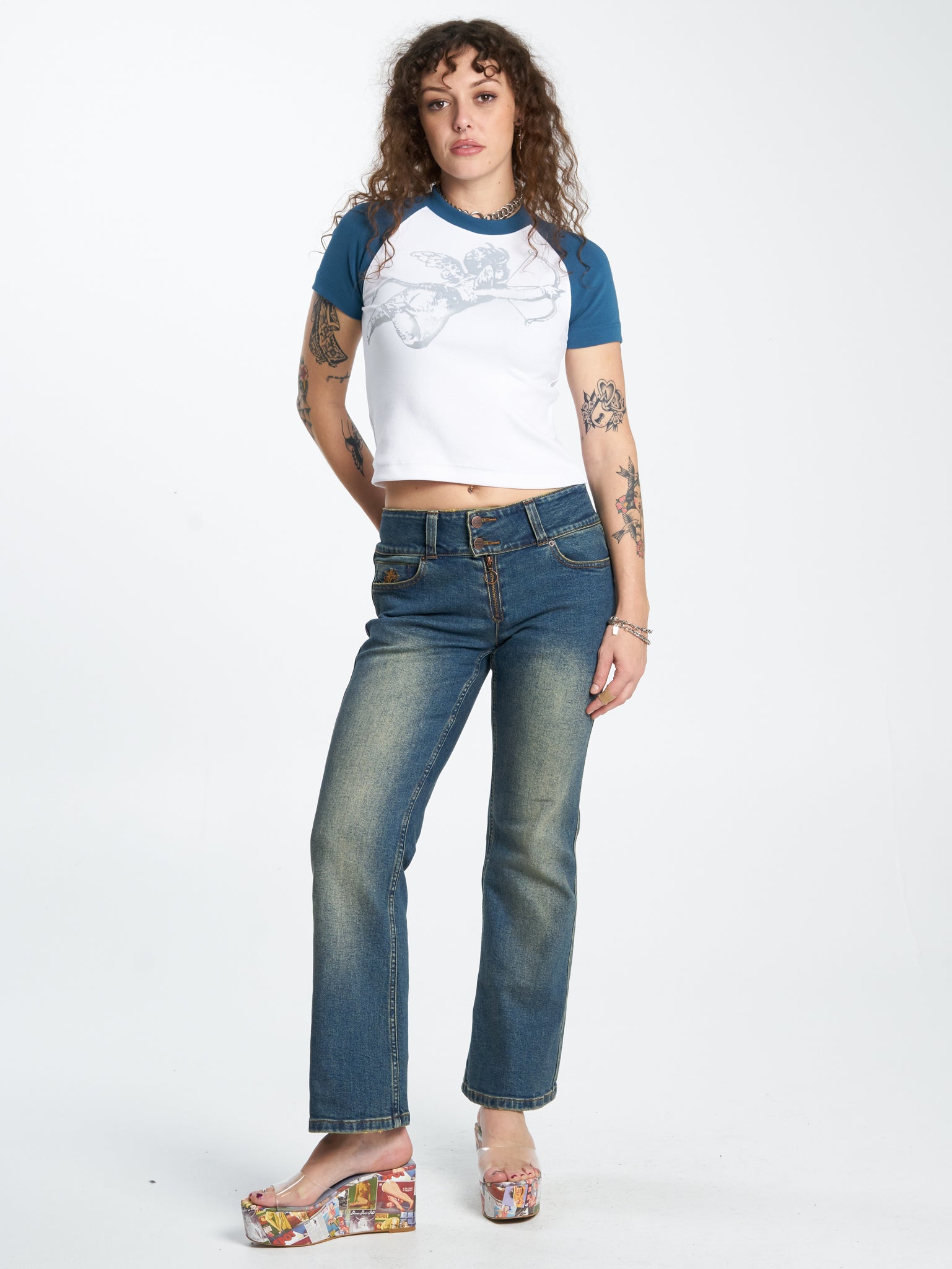 Cherub Slim Raglan Tee - Moroccan Blue