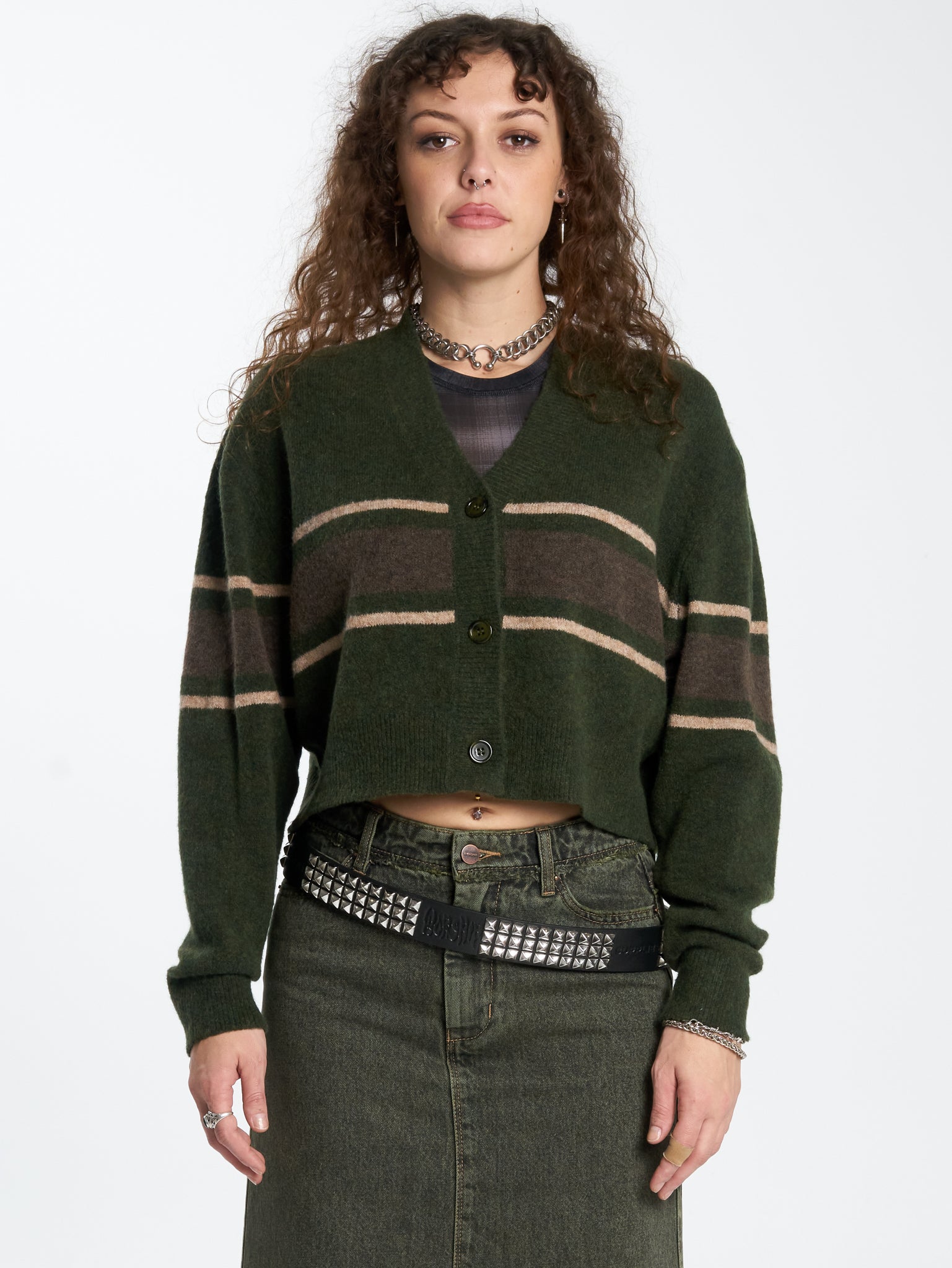Amphibian Cropped Cardigan - Pond Green