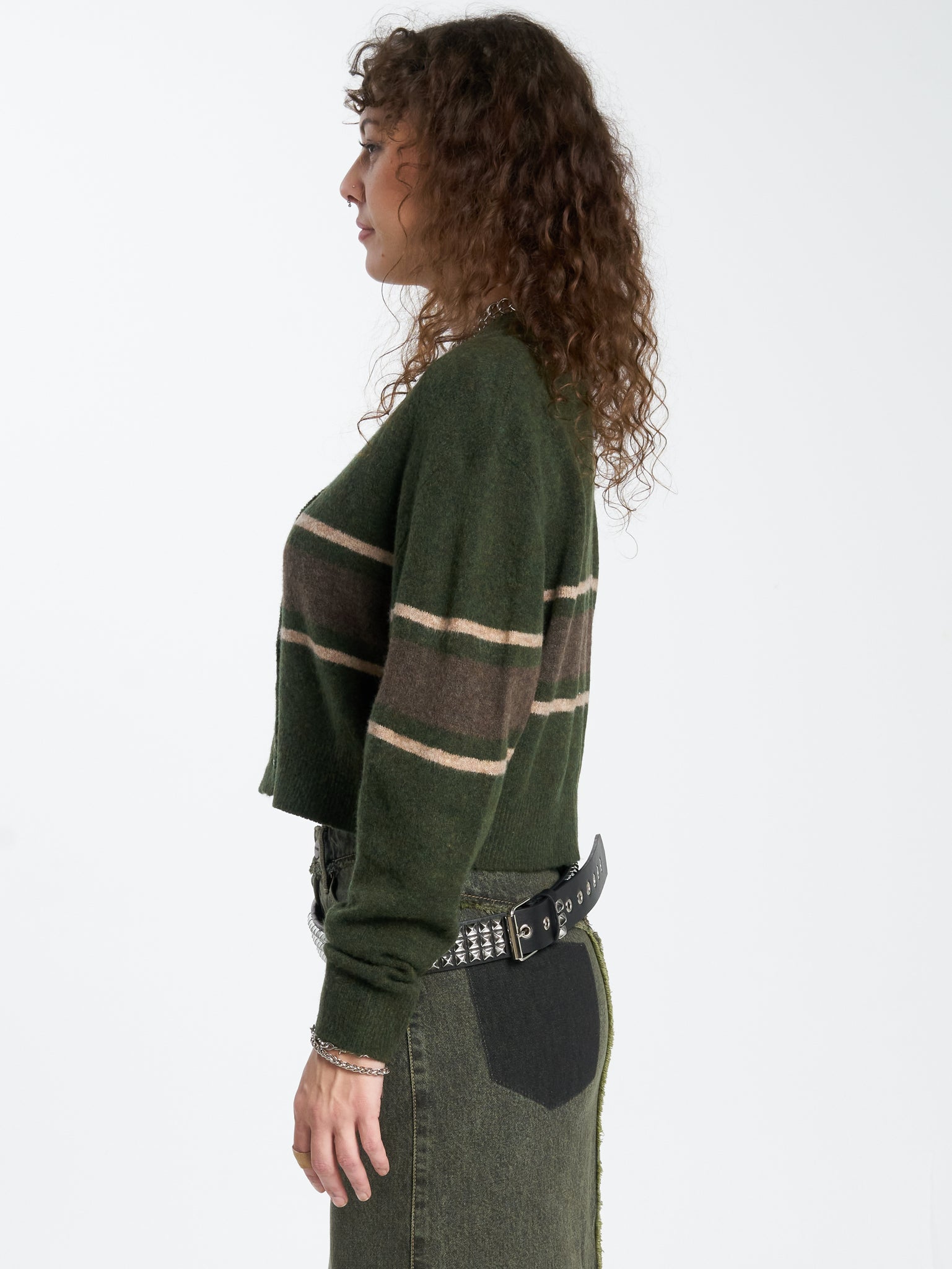 Amphibian Cropped Cardigan - Pond Green