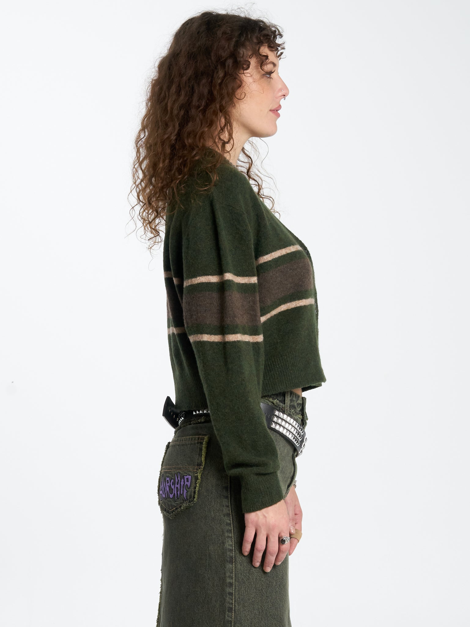 Amphibian Cropped Cardigan - Pond Green