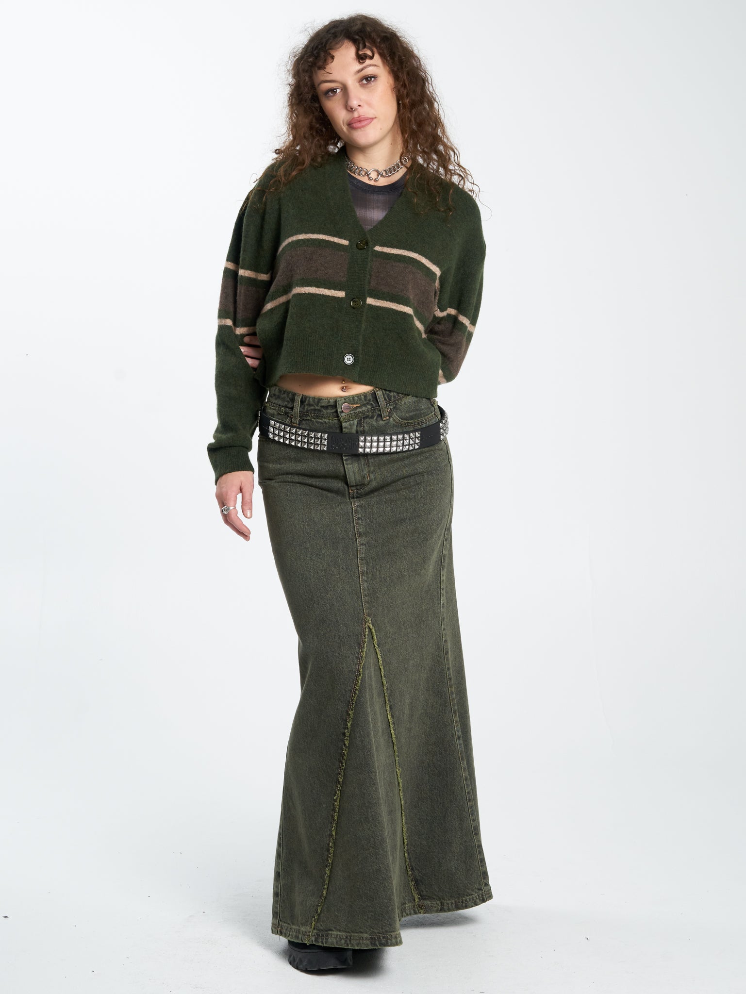 Amphibian Cropped Cardigan - Pond Green