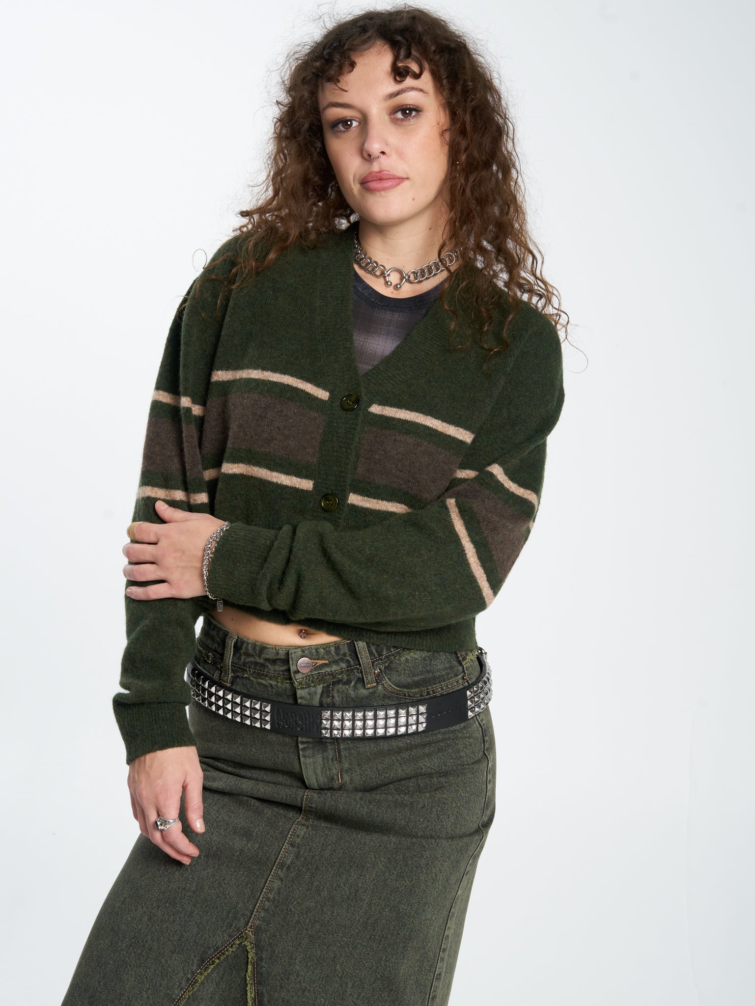 Amphibian Cropped Cardigan - Pond Green