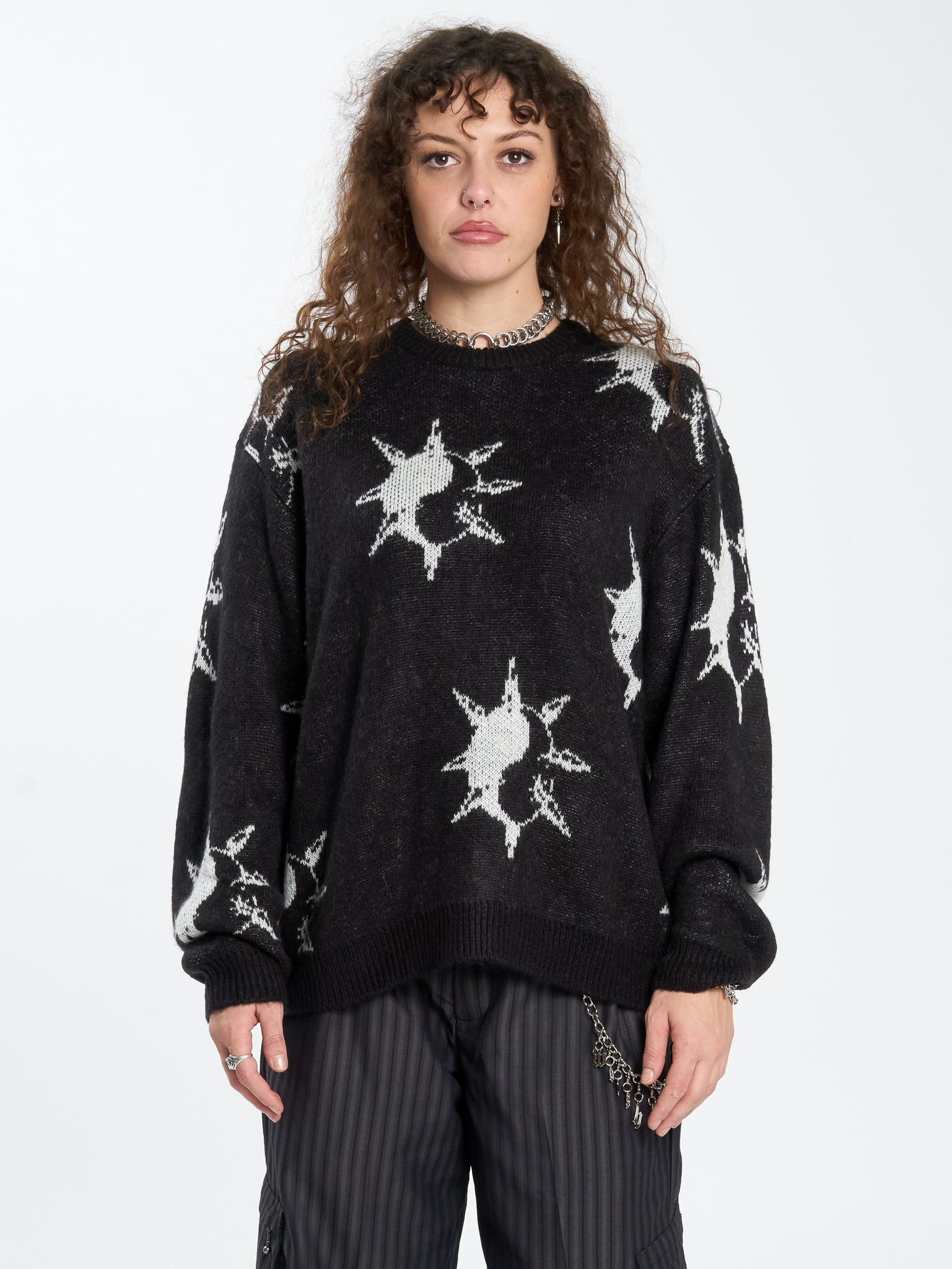Destino Box Fit Crew Knit - Black