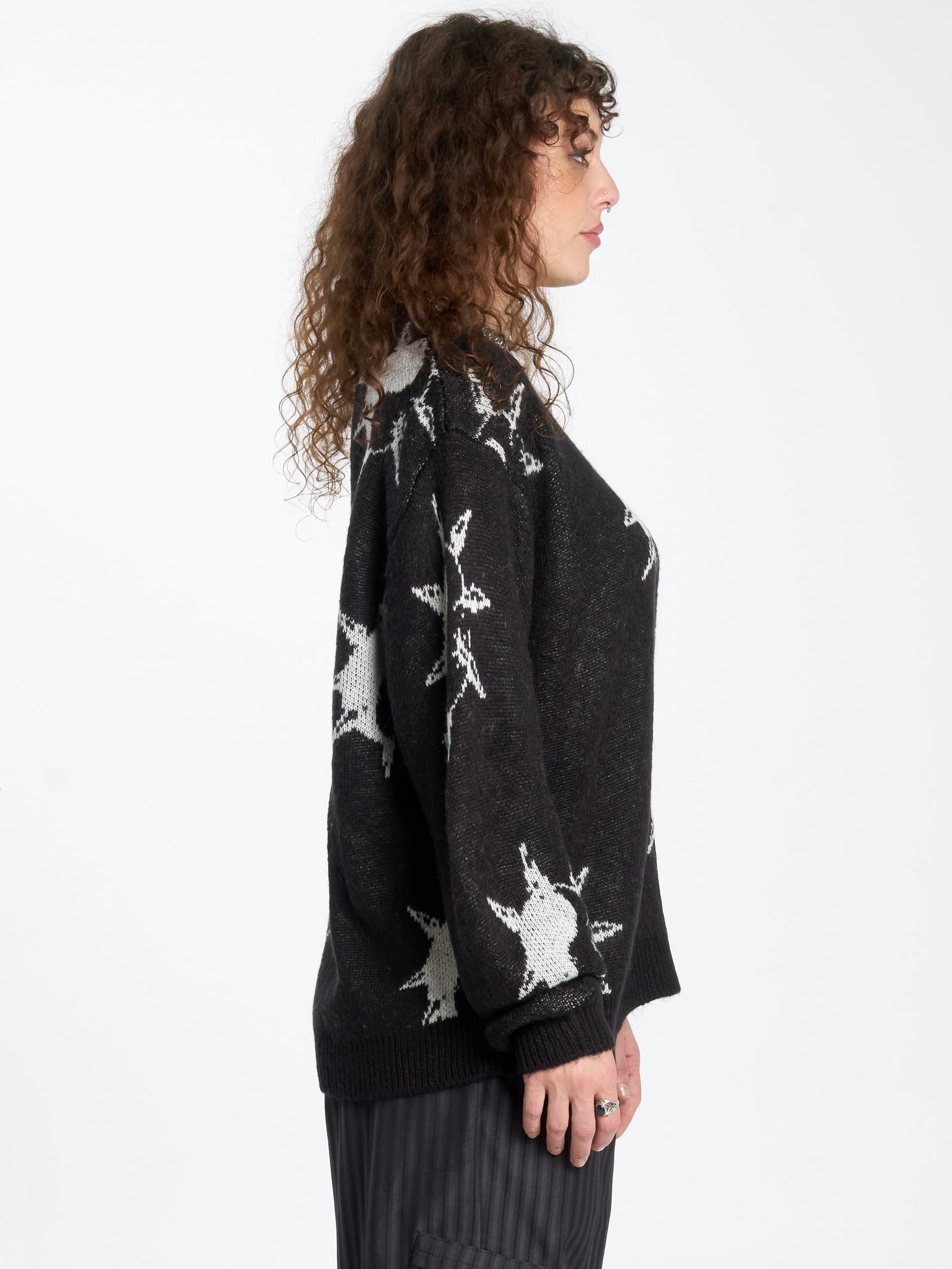 Destino Box Fit Crew Knit - Black