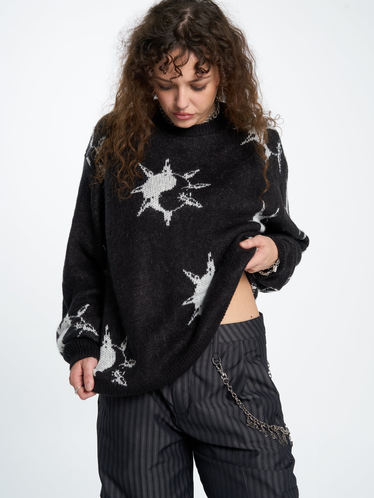 Destino Box Fit Crew Knit - Black