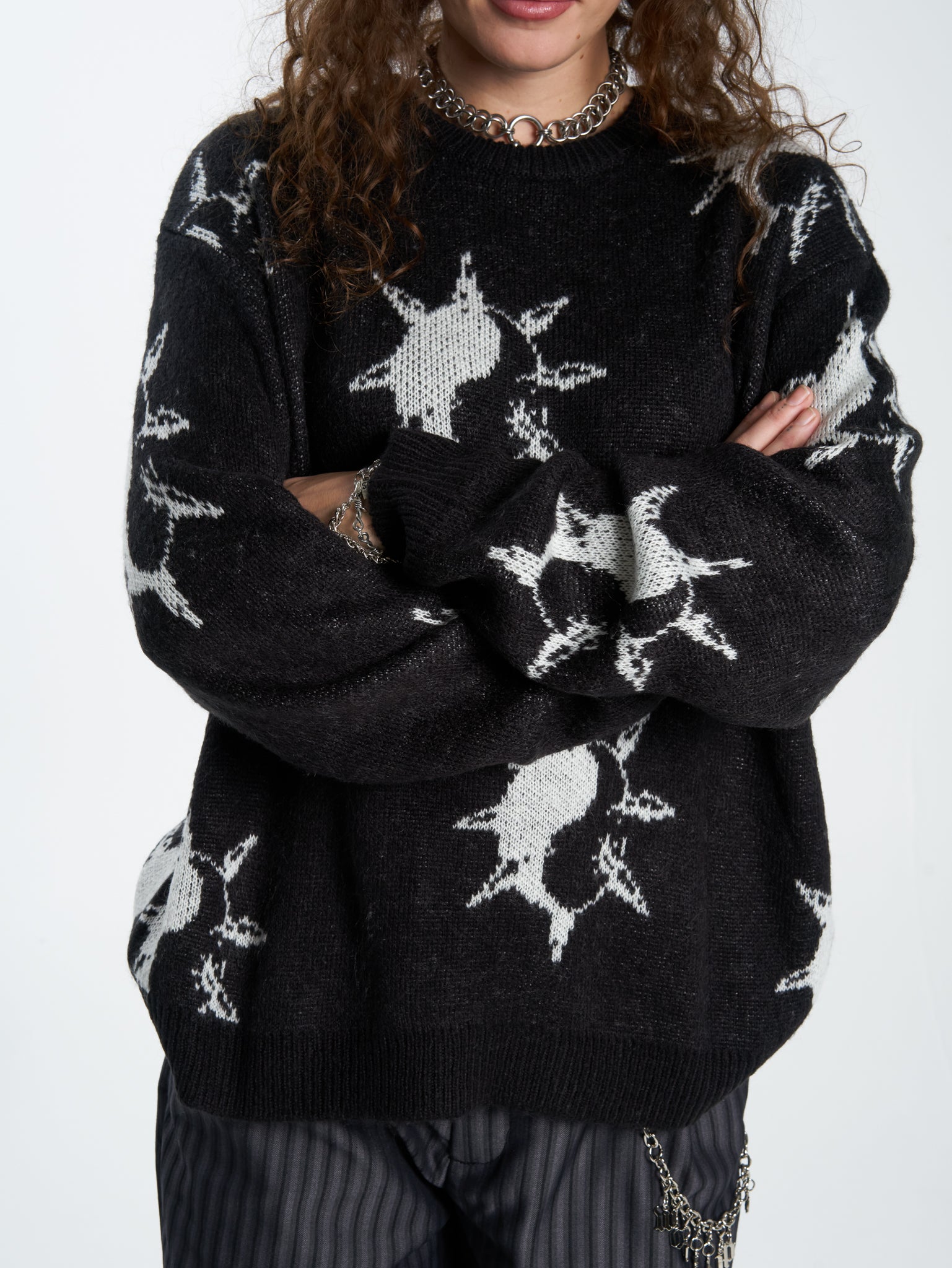 Destino Box Fit Crew Knit - Black