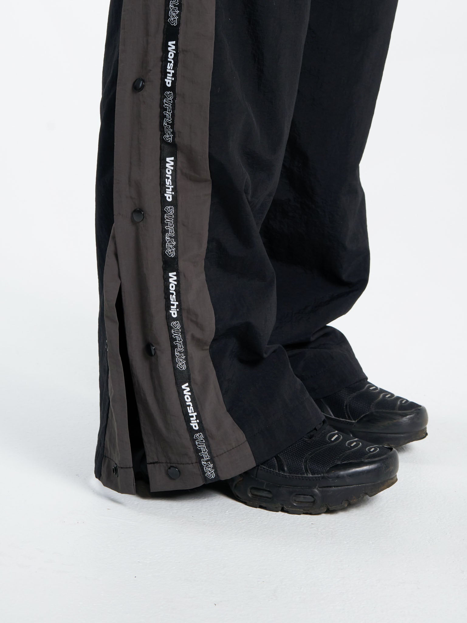 Win Win Crushed Nylon Track Pant - Black