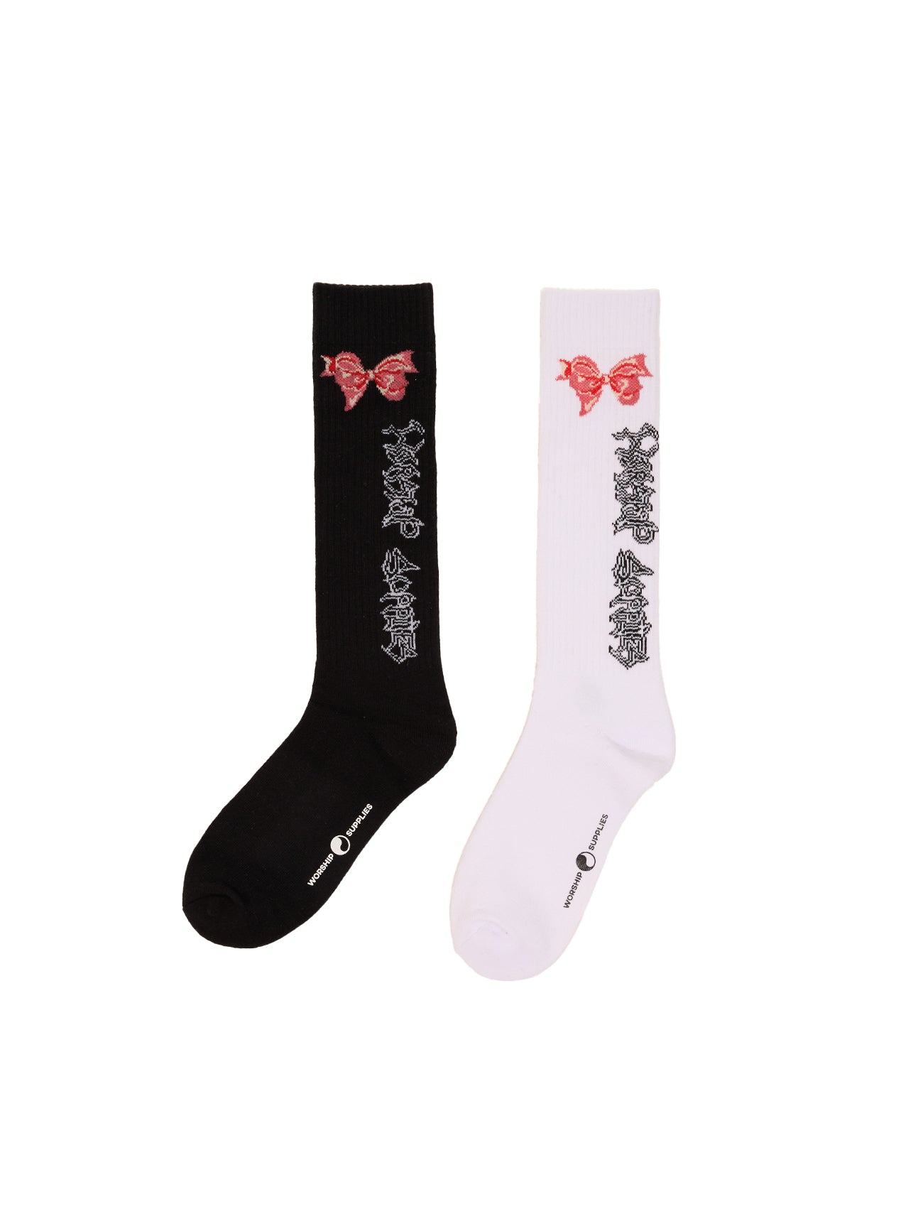 Cute But Psycho Knee High Sock 2 Pack - White - Black One Size