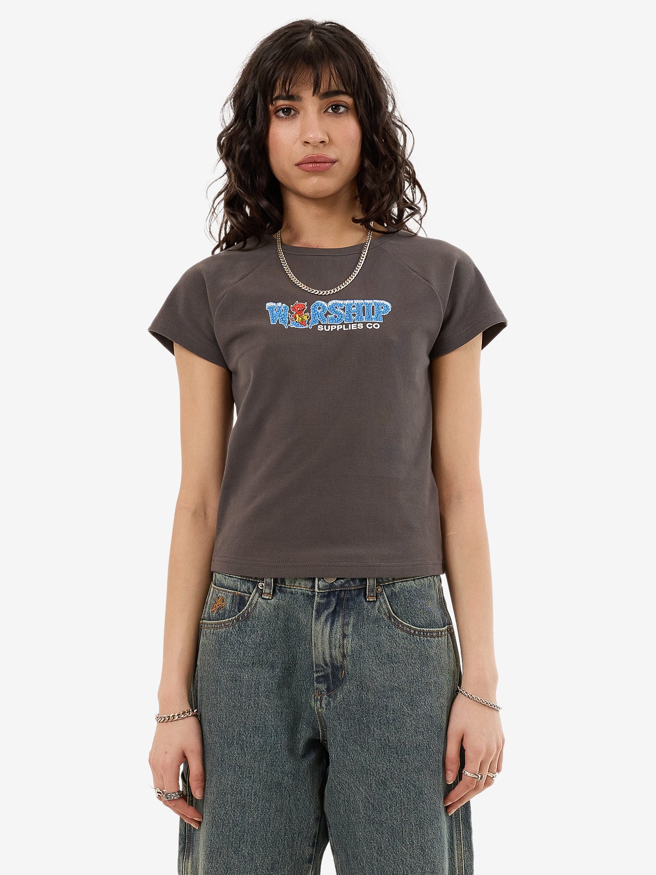 Be Cool Y2K Raglan Tee - Worn Black 4