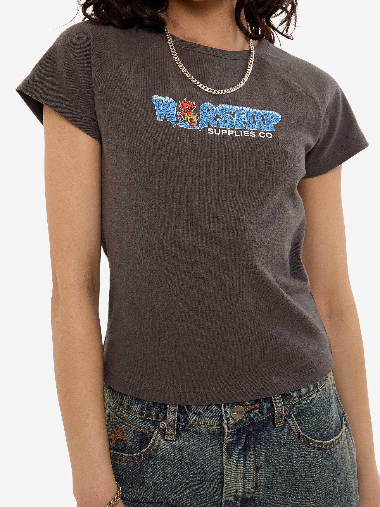 Be Cool Y2K Raglan Tee - Worn Black 4