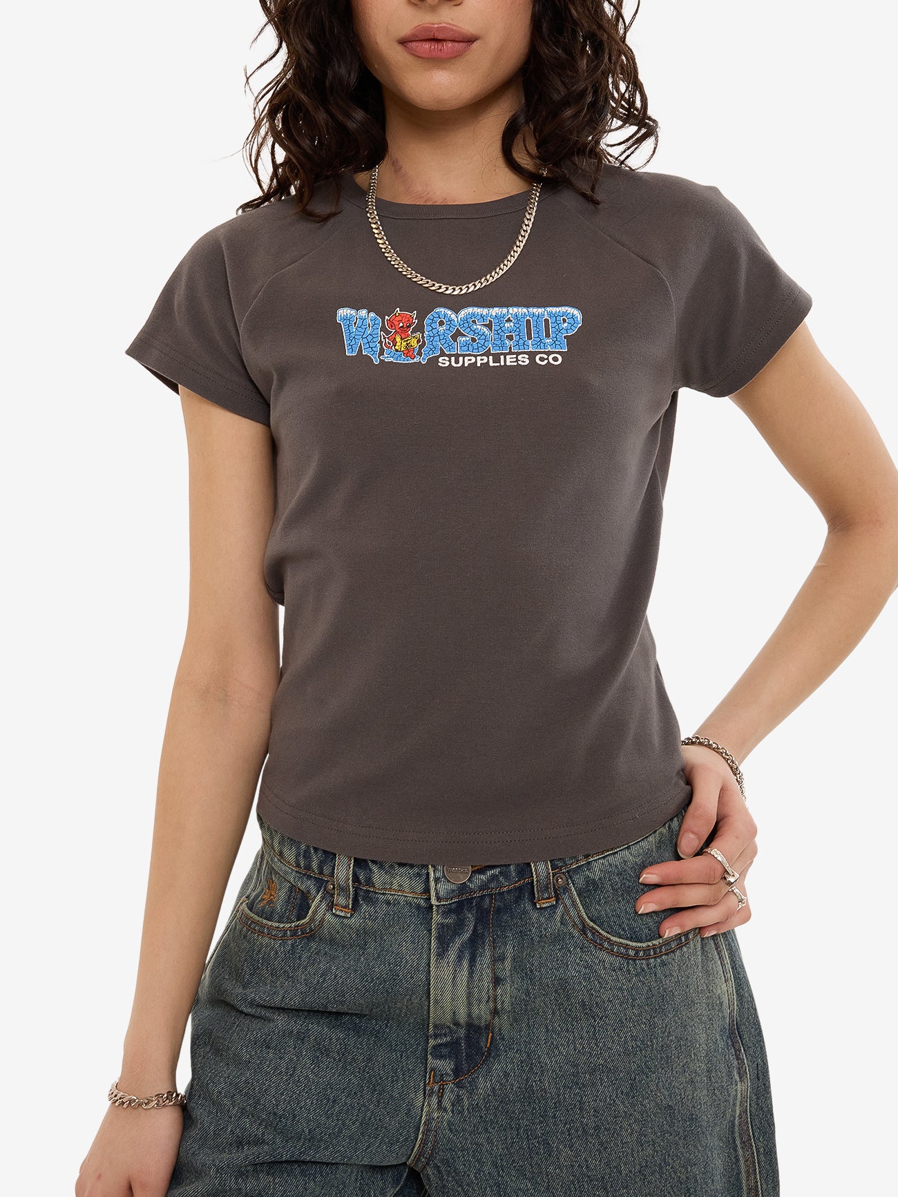 Be Cool Y2K Raglan Tee - Worn Black 4