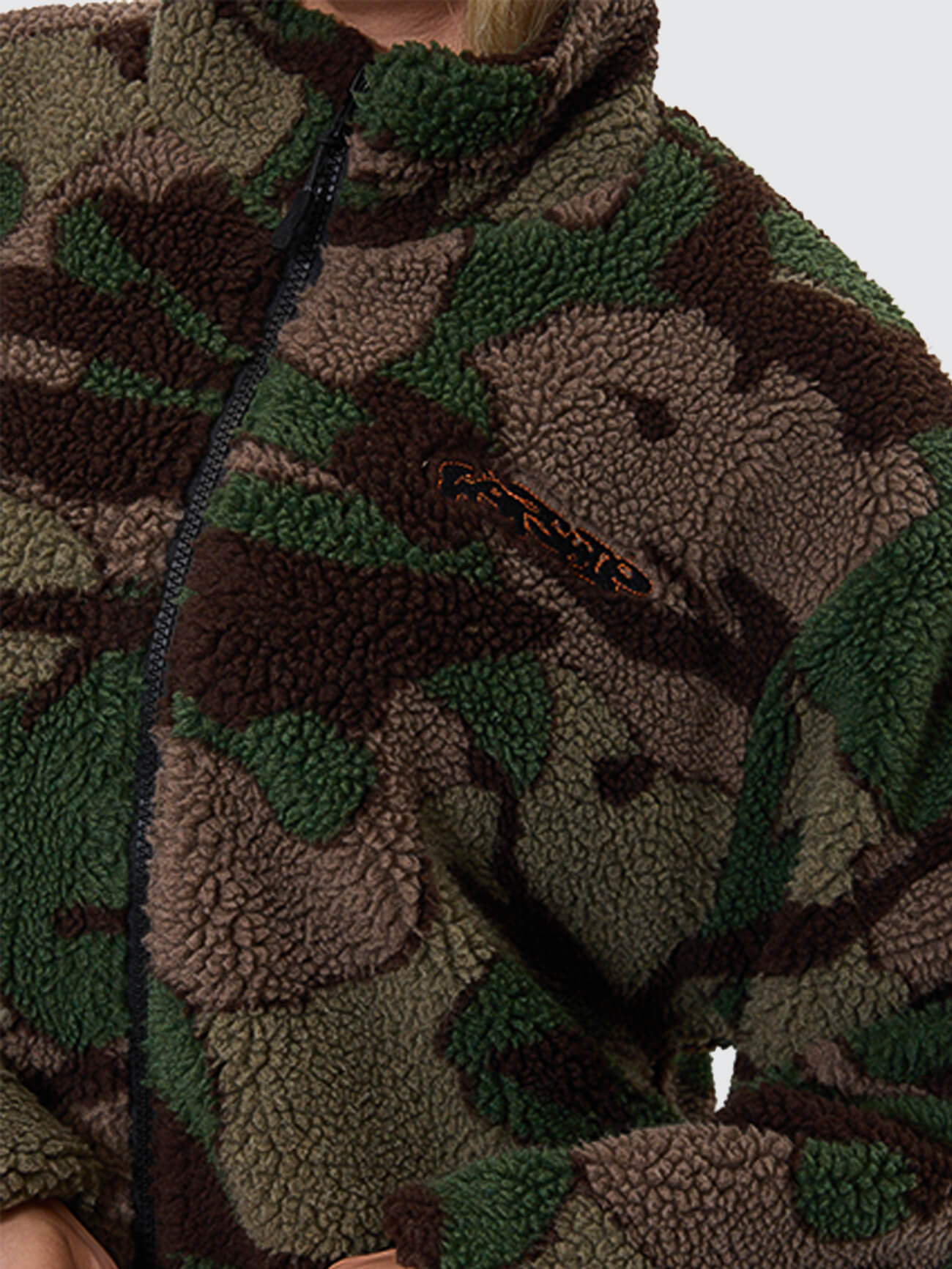 Plain Sight Zip Through Sherpa Fleece - Camo Green 4