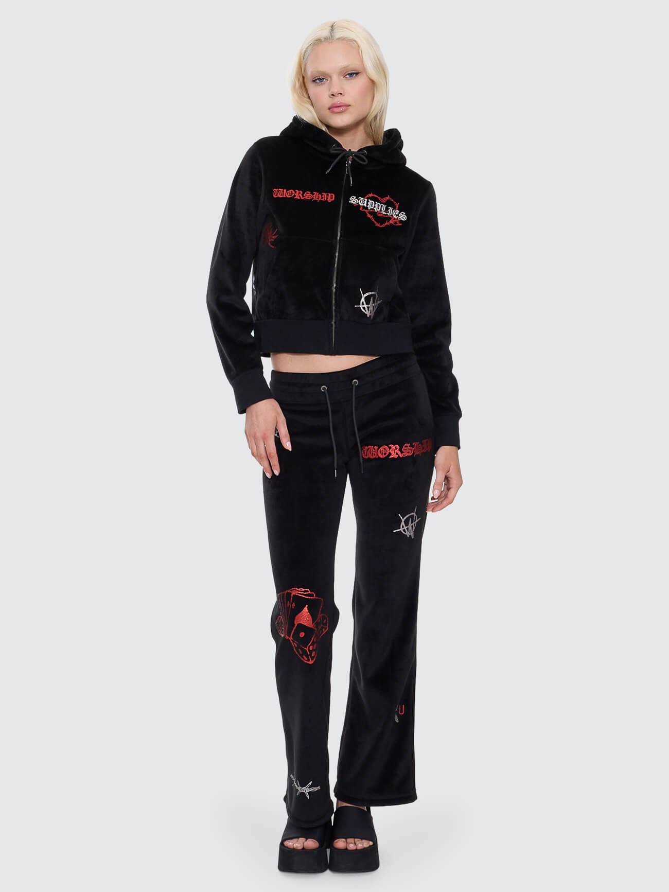 Scratch Velour Zip Thru Hood - Black 4