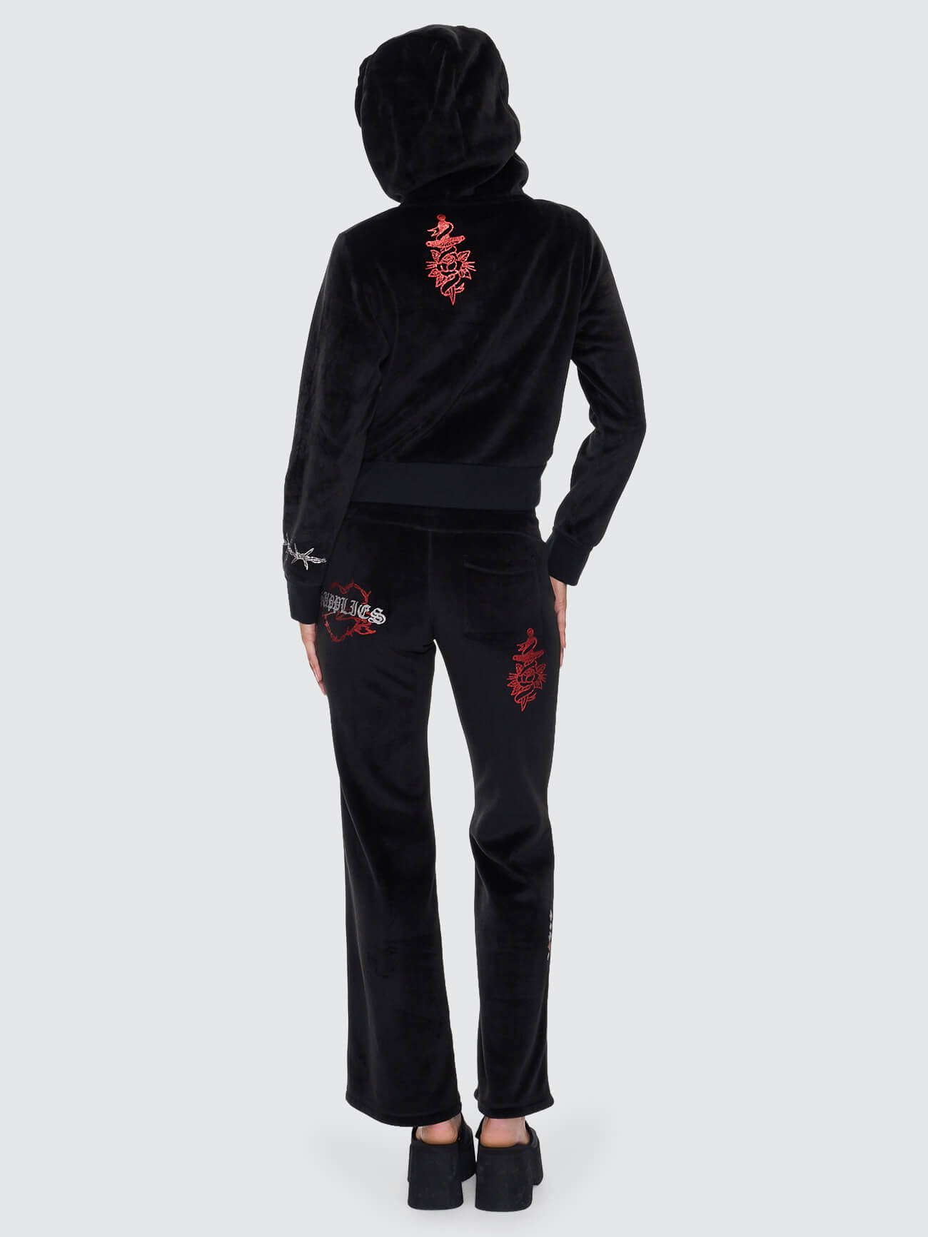 Scratch Velour Zip Thru Hood - Black 4