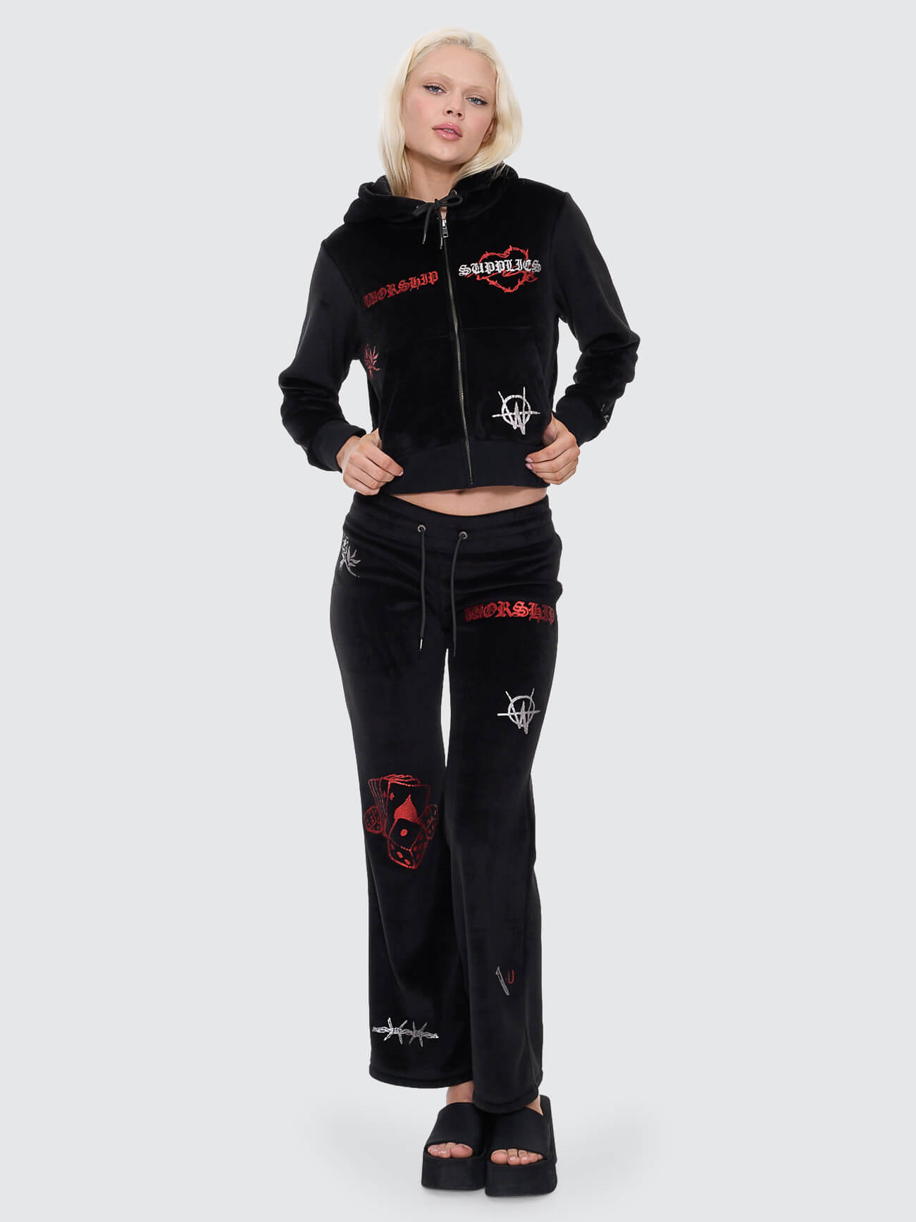 Scratch Velour Zip Thru Hood - Black 4