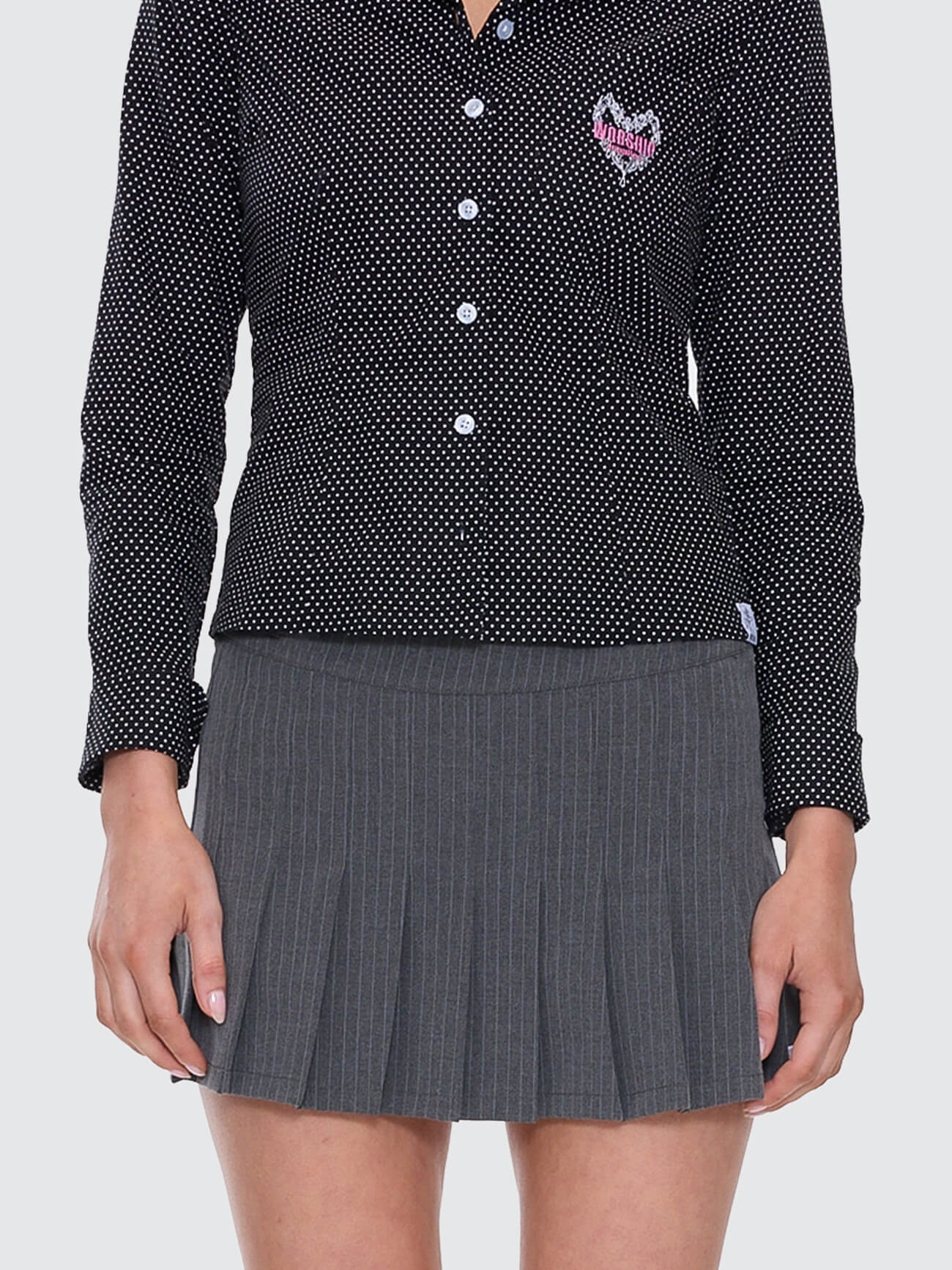 Delegate Pleat Mini Skort - Charcoal Pinstripe 4