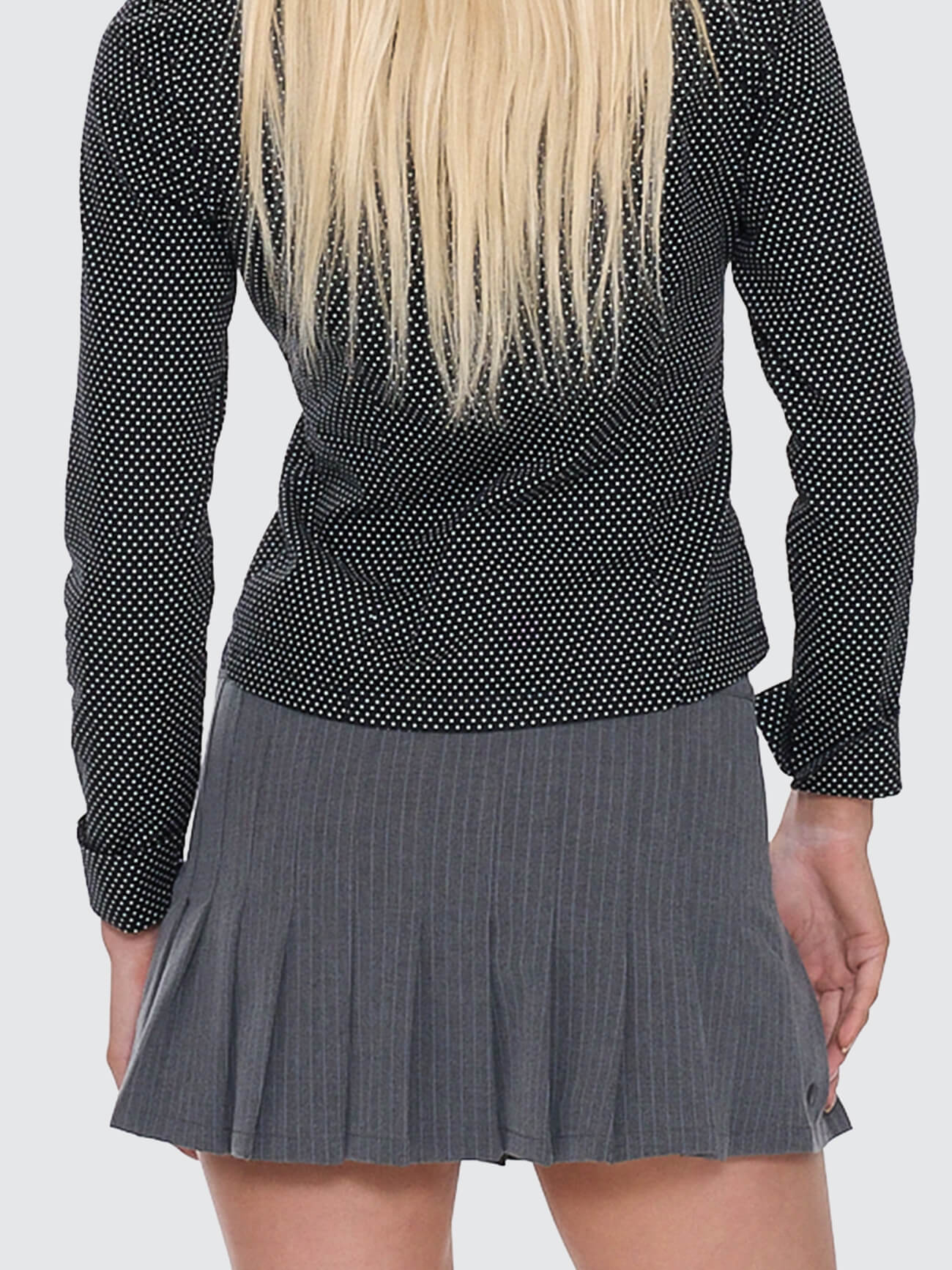 Delegate Pleat Mini Skort - Charcoal Pinstripe 4