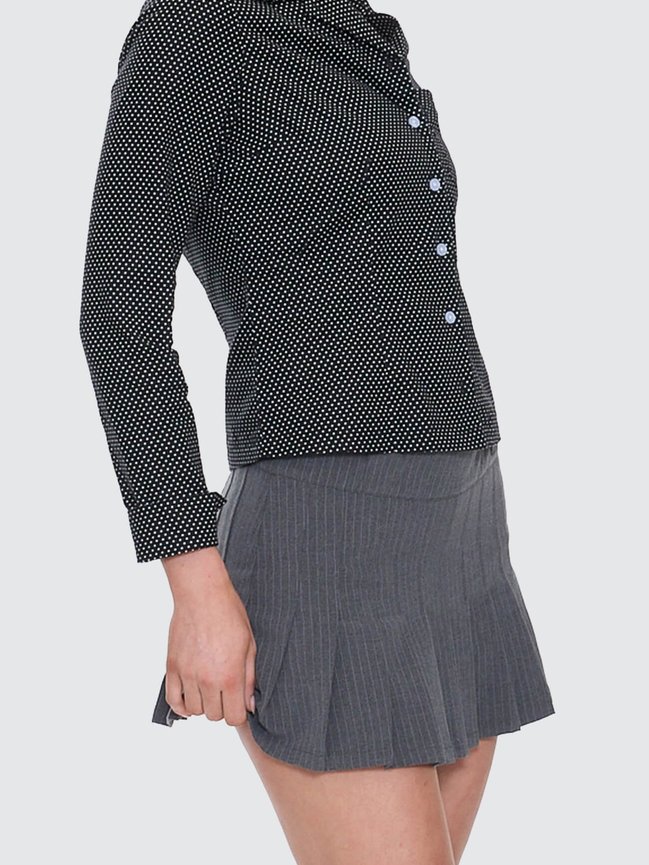 Delegate Pleat Mini Skort - Charcoal Pinstripe 4