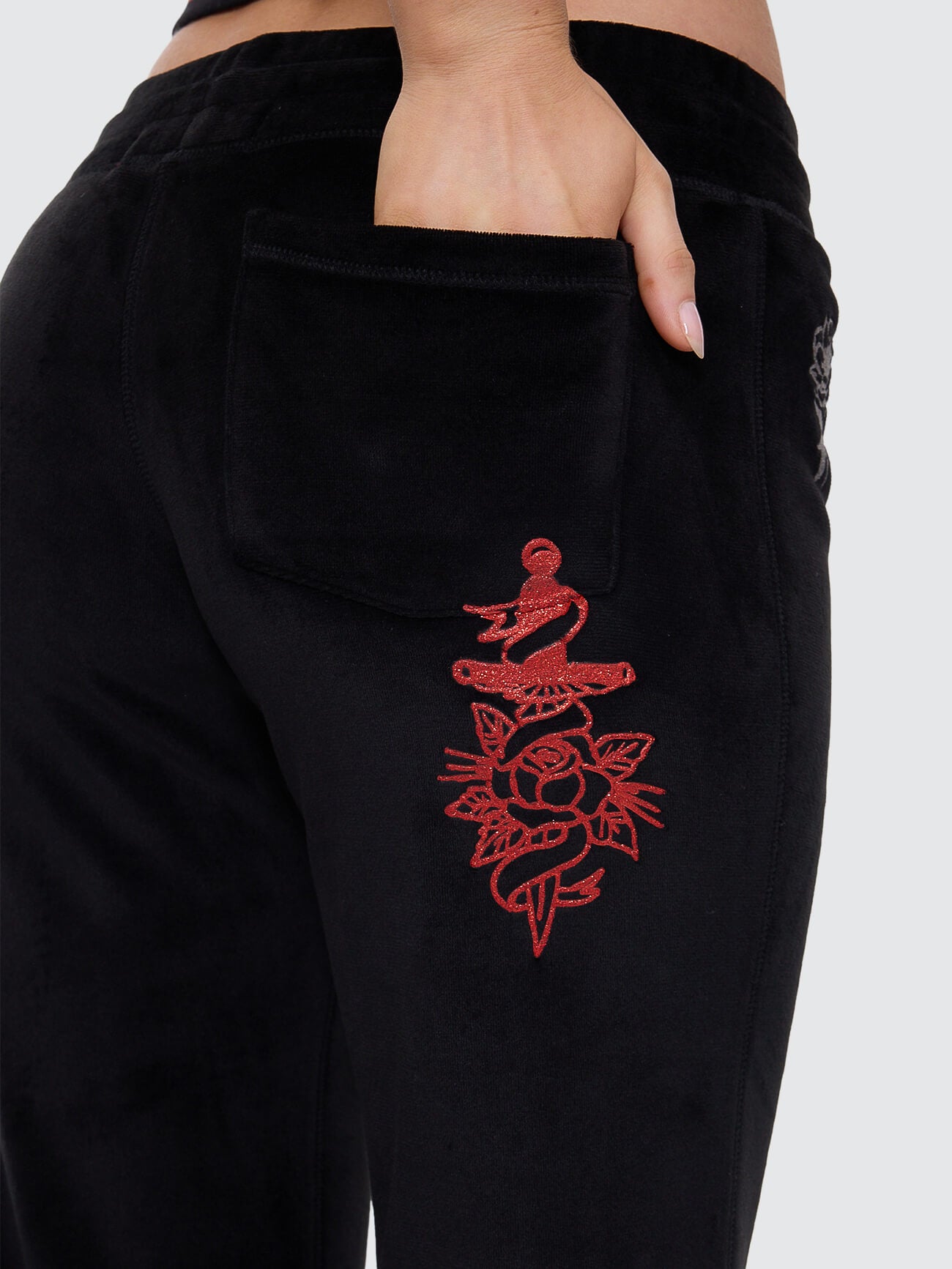 Scratch Velour Flare Track Pant - Black 4