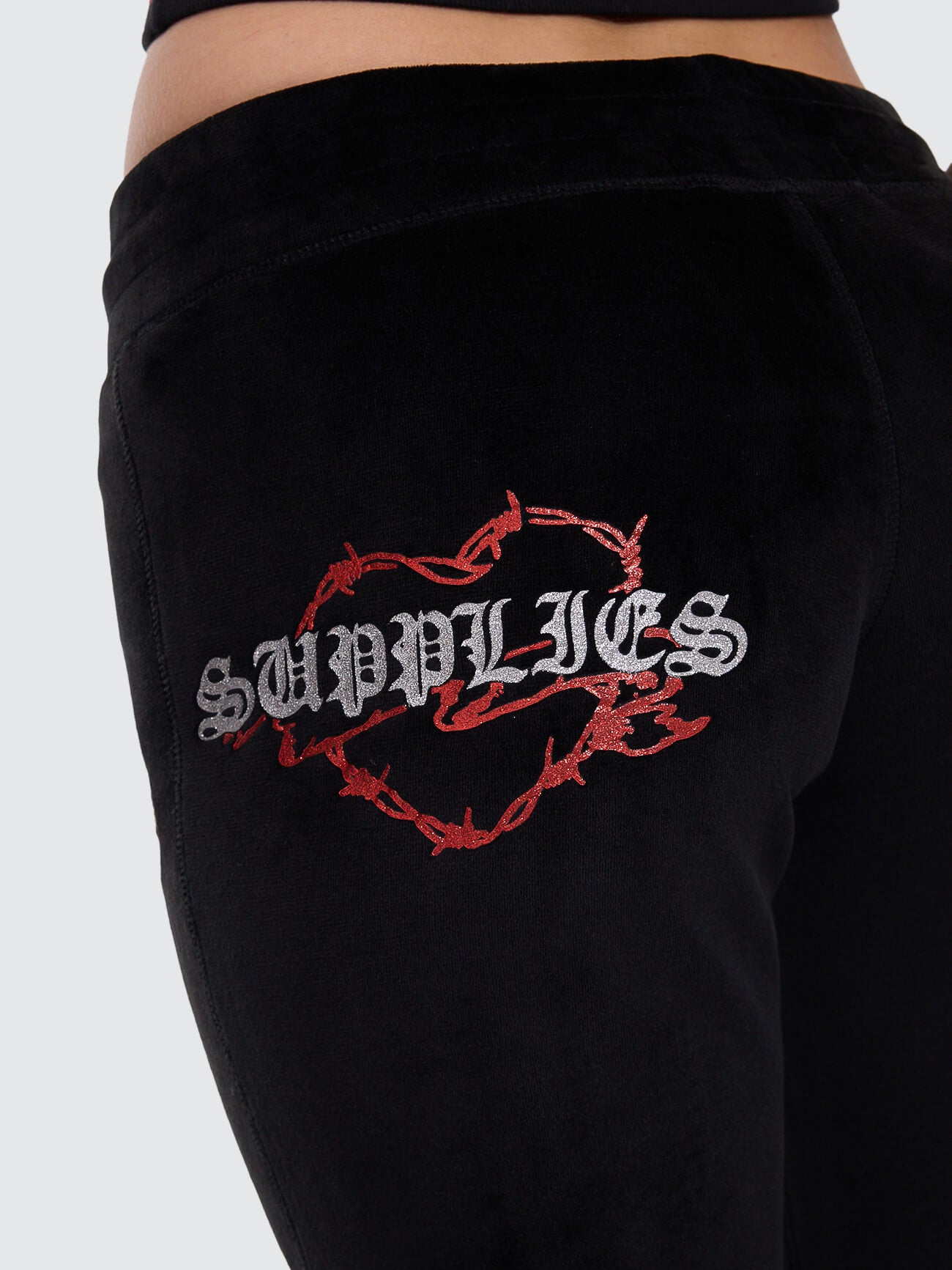 Scratch Velour Flare Track Pant - Black 4