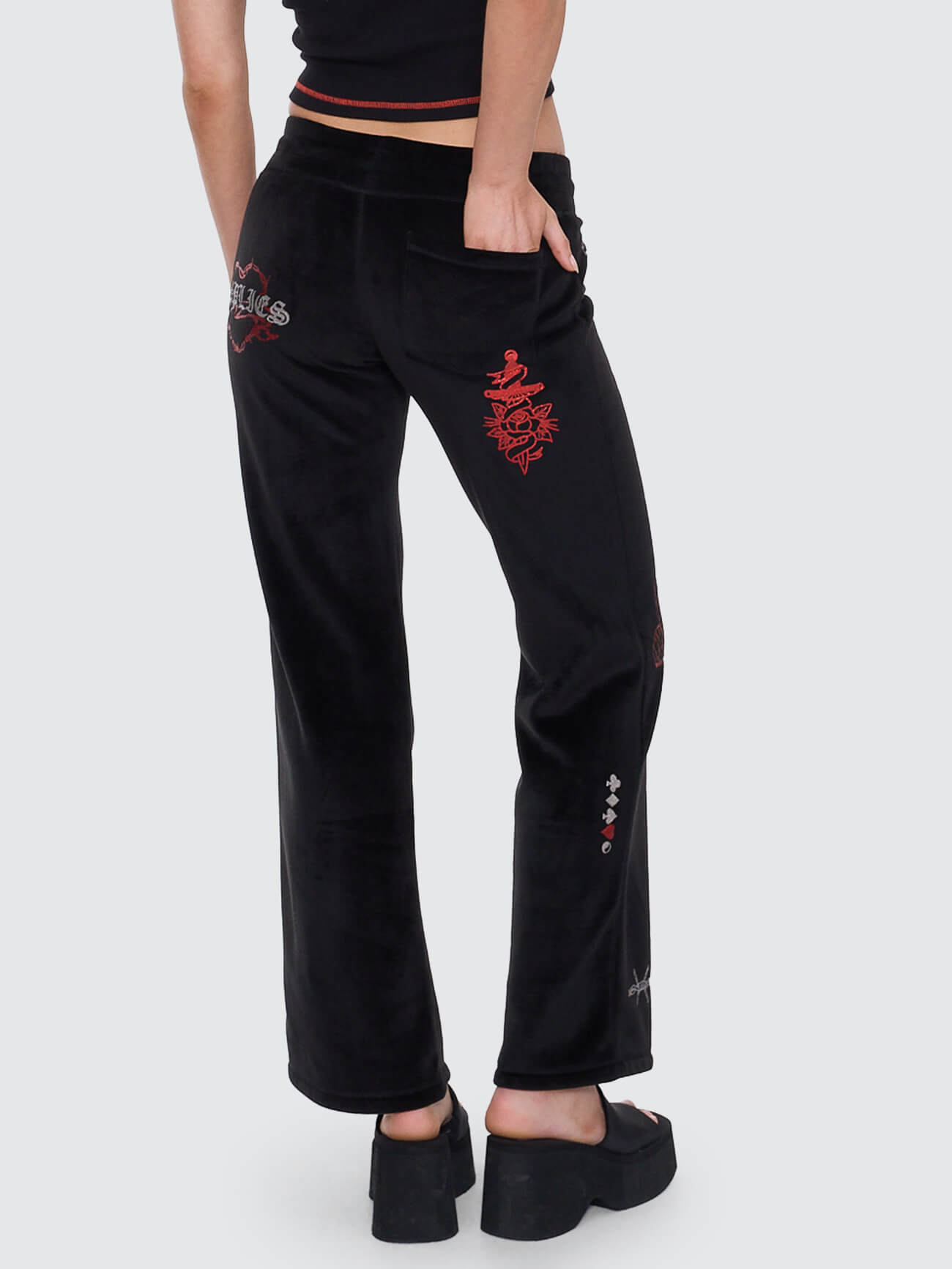 Scratch Velour Flare Track Pant - Black 4