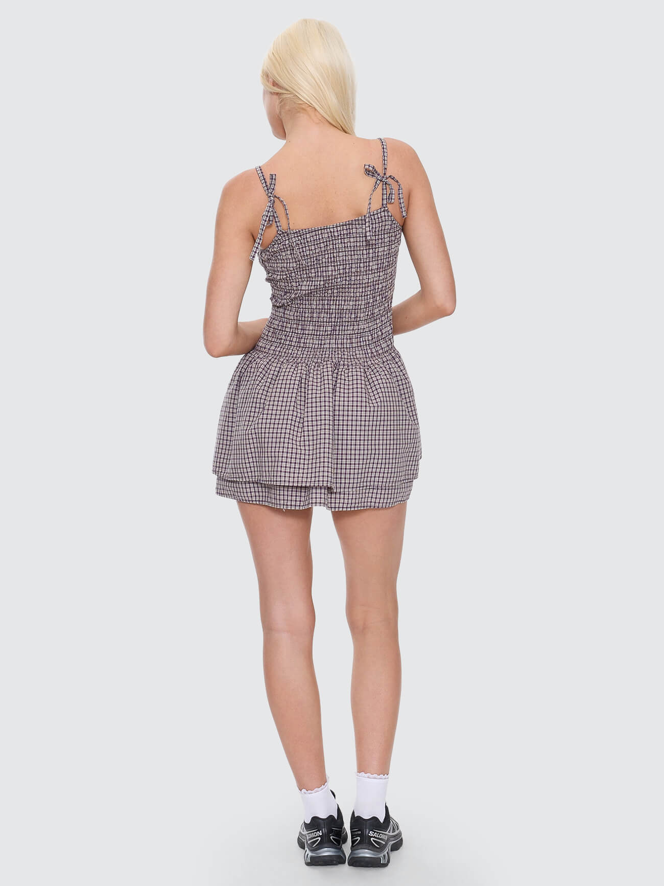 Cheek Shirred Mini Dress - Blackberry 4