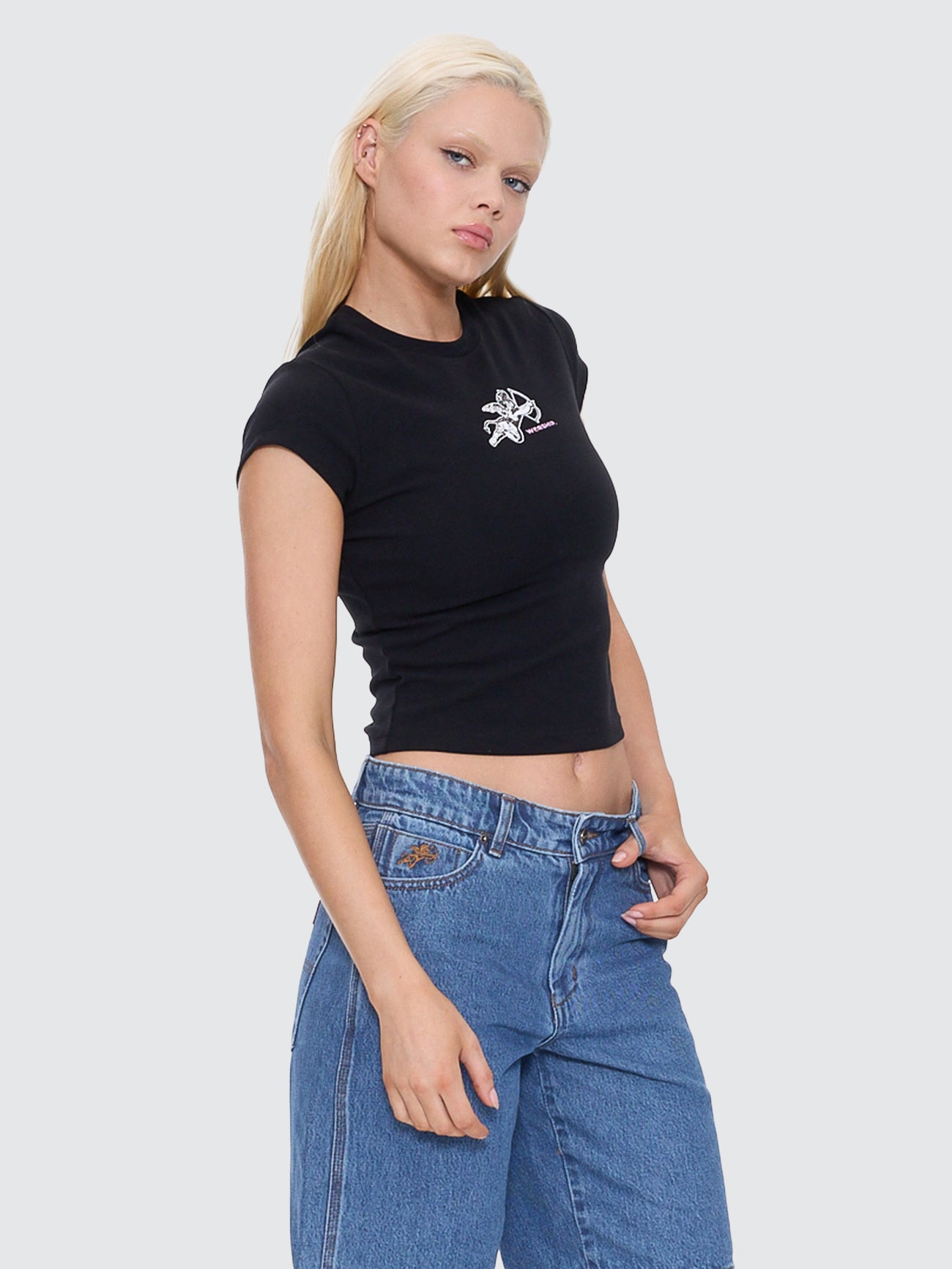 Cherub Cap Sleeve Tee - Black 4