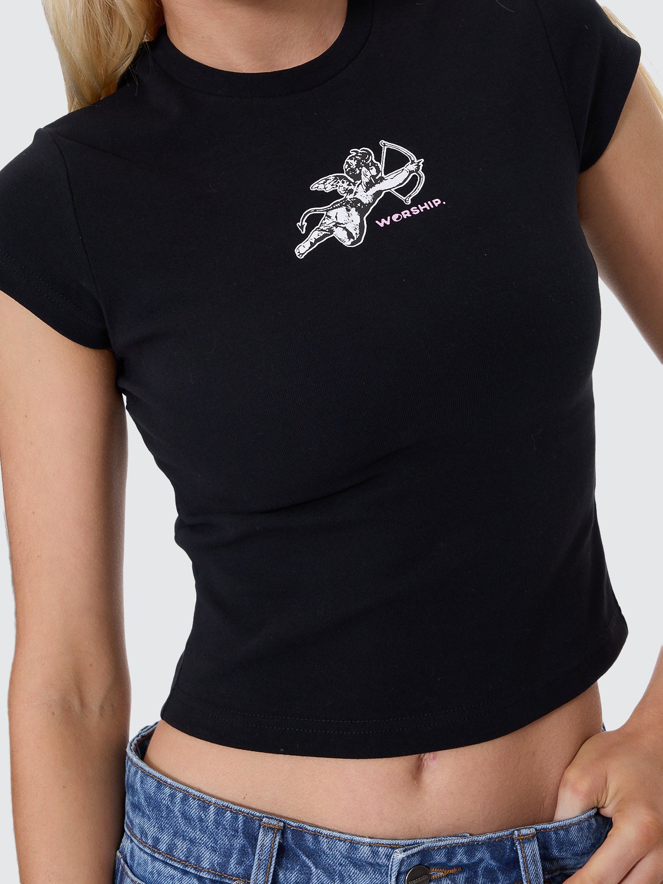 Cherub Cap Sleeve Tee - Black 4