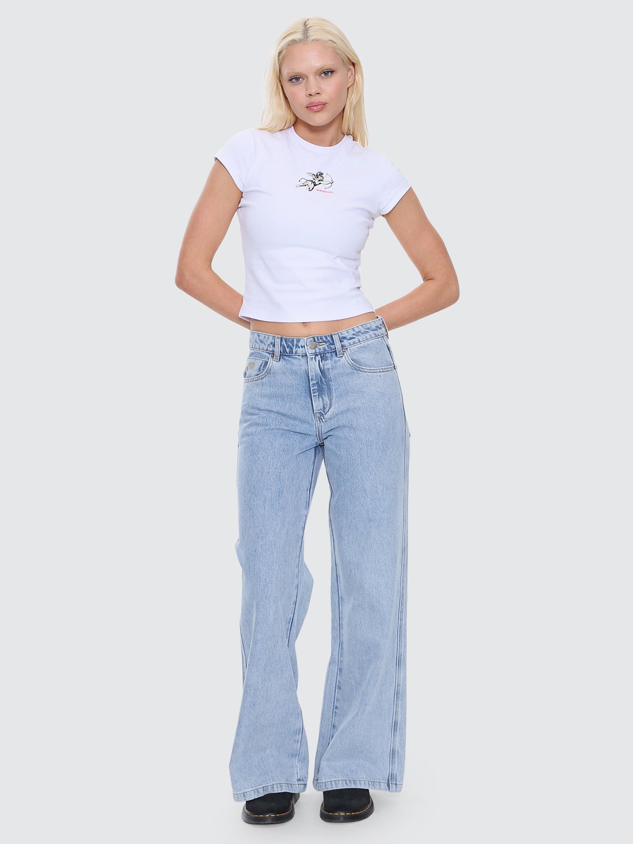 Sweeper Wide Leg Jean - Worship Worn Blue 4