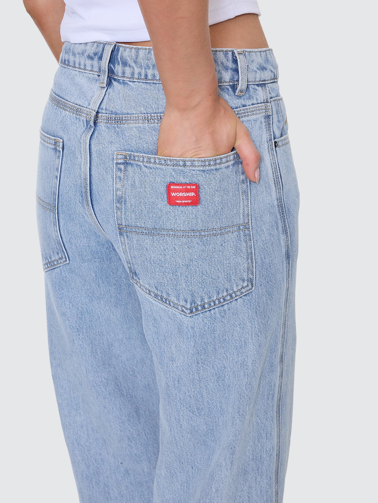 Sweeper Wide Leg Jean - Worship Worn Blue 4