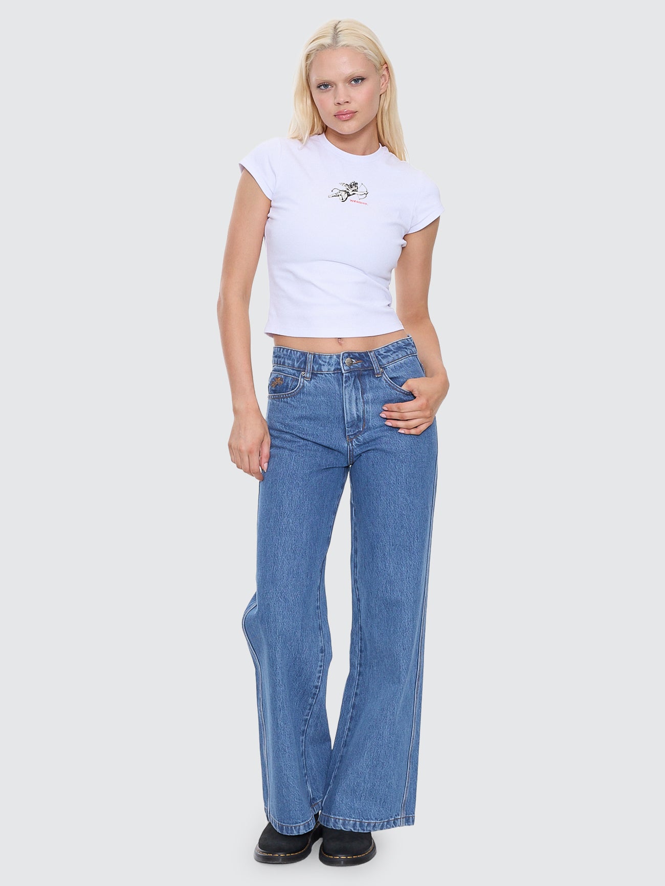 Sweeper Wide Leg Jean - Sky High Blue