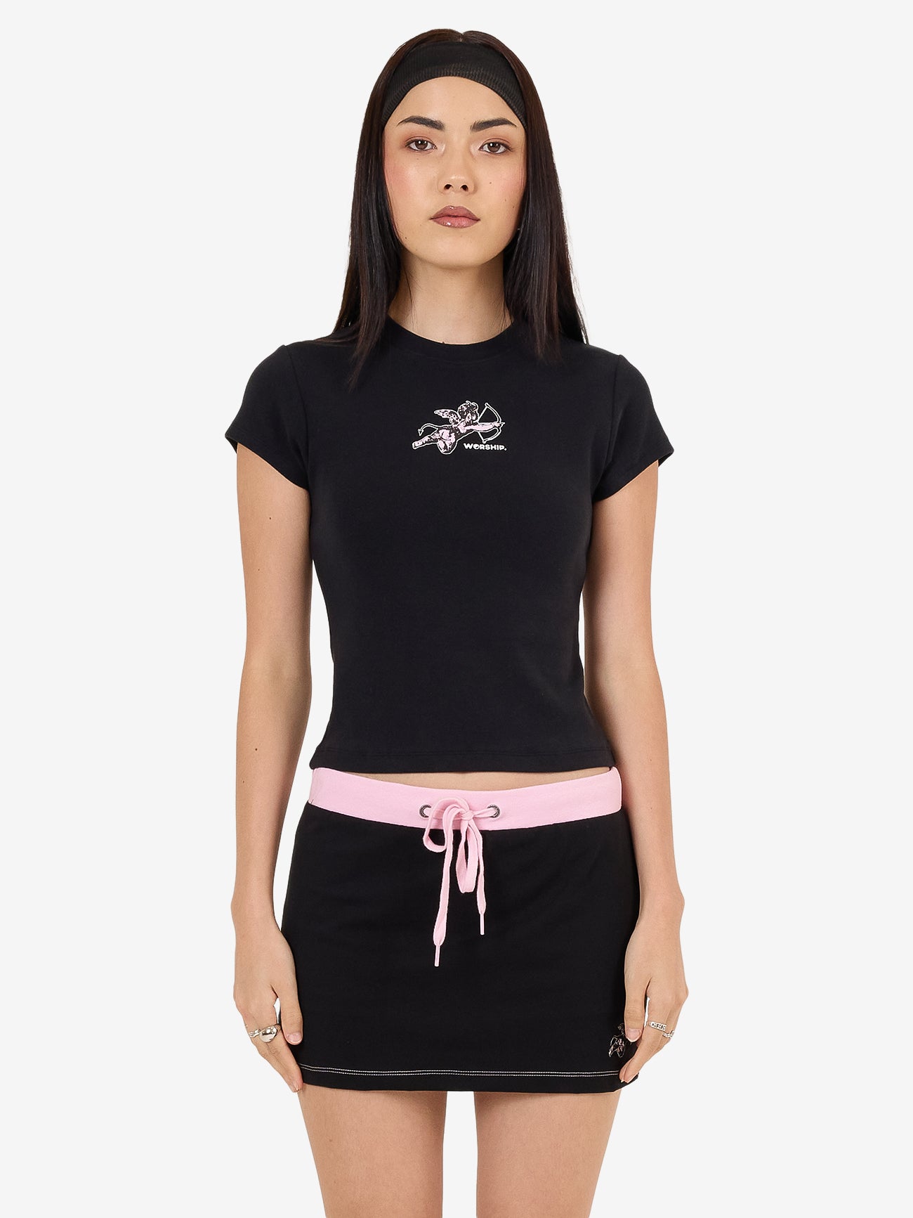 Cherub Cap Sleeve Tee - Black