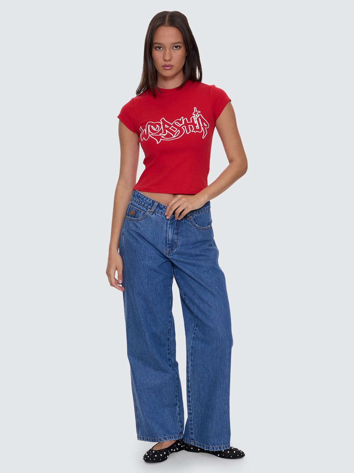 Throws Cap Sleeve Tee - Lucky Red