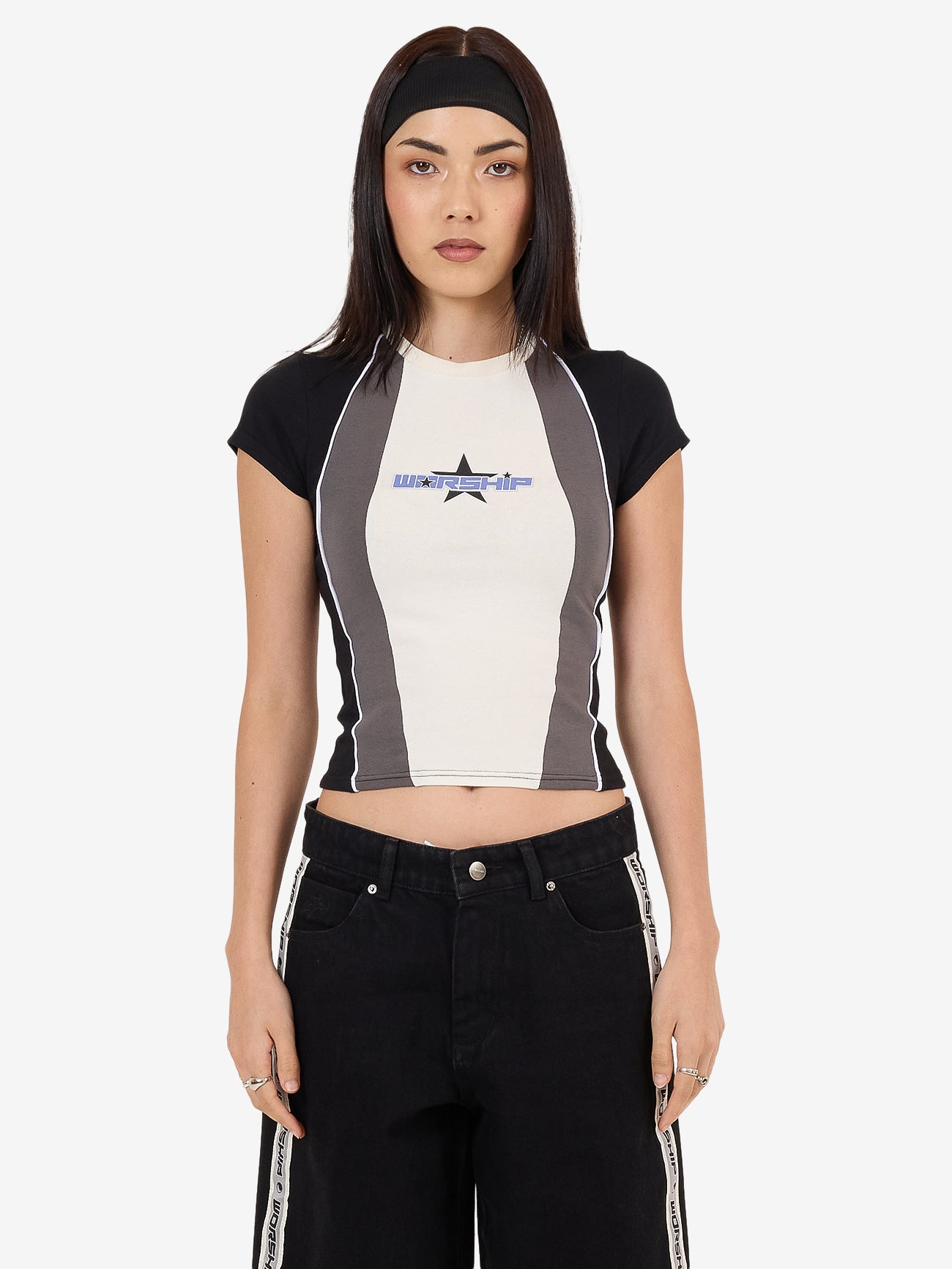 Shooter Panelled Cap Sleeve Tee - Zine