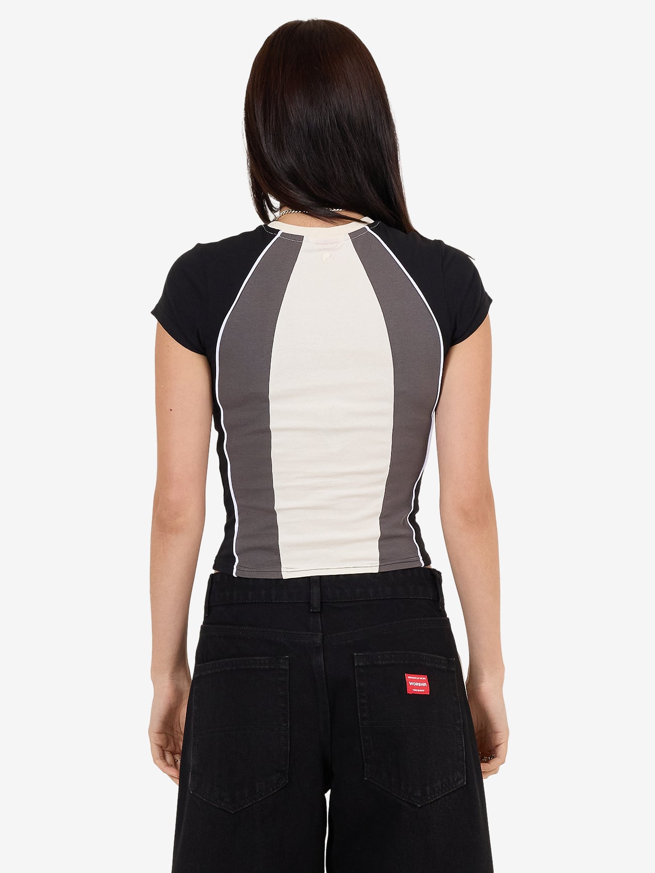 Shooter Panelled Cap Sleeve Tee - Zine