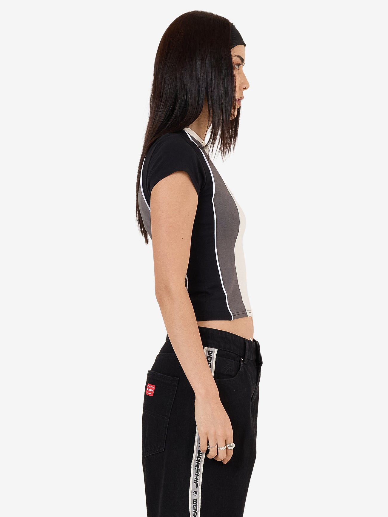 Shooter Panelled Cap Sleeve Tee - Zine