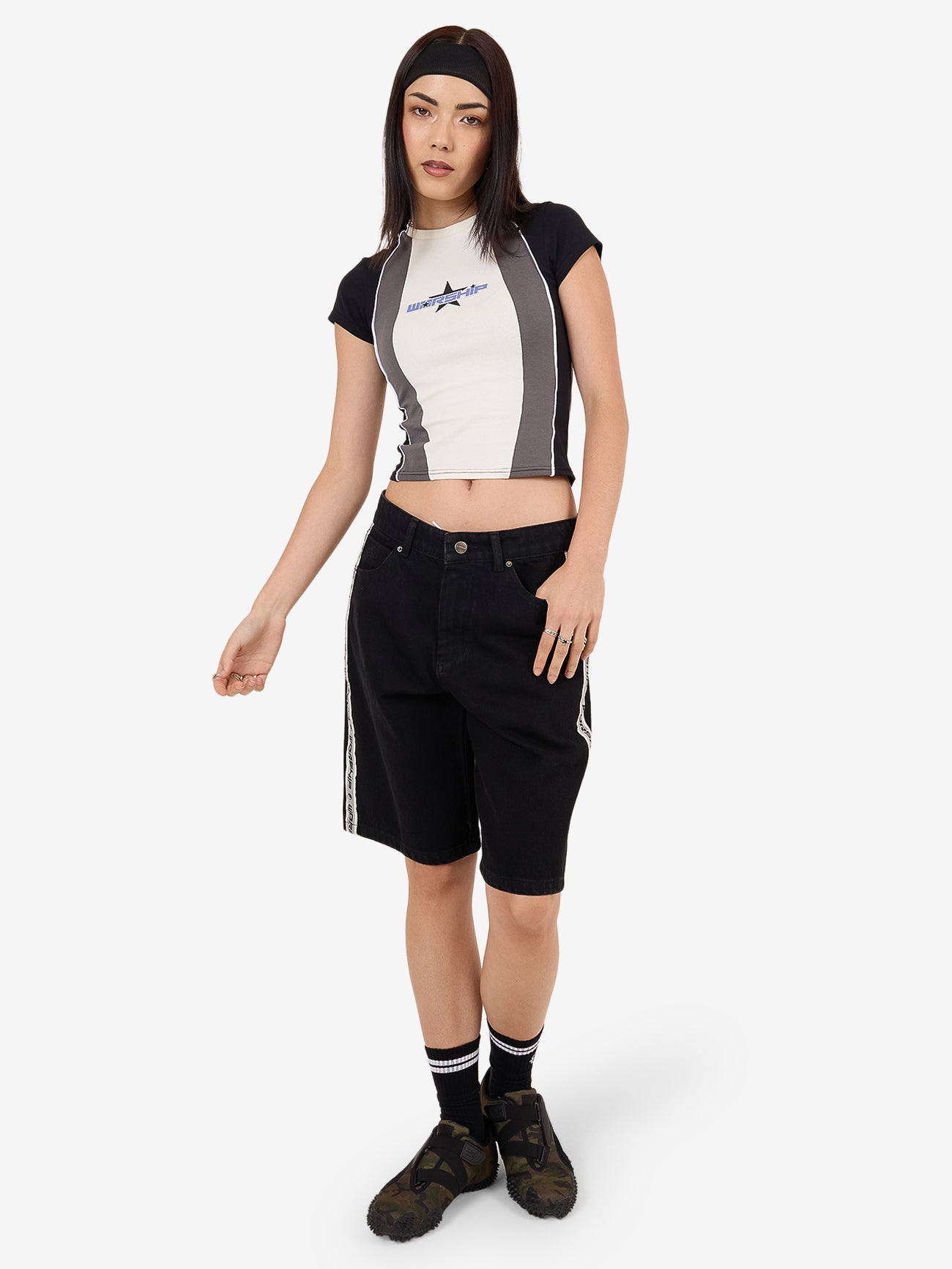 Shooter Panelled Cap Sleeve Tee - Zine