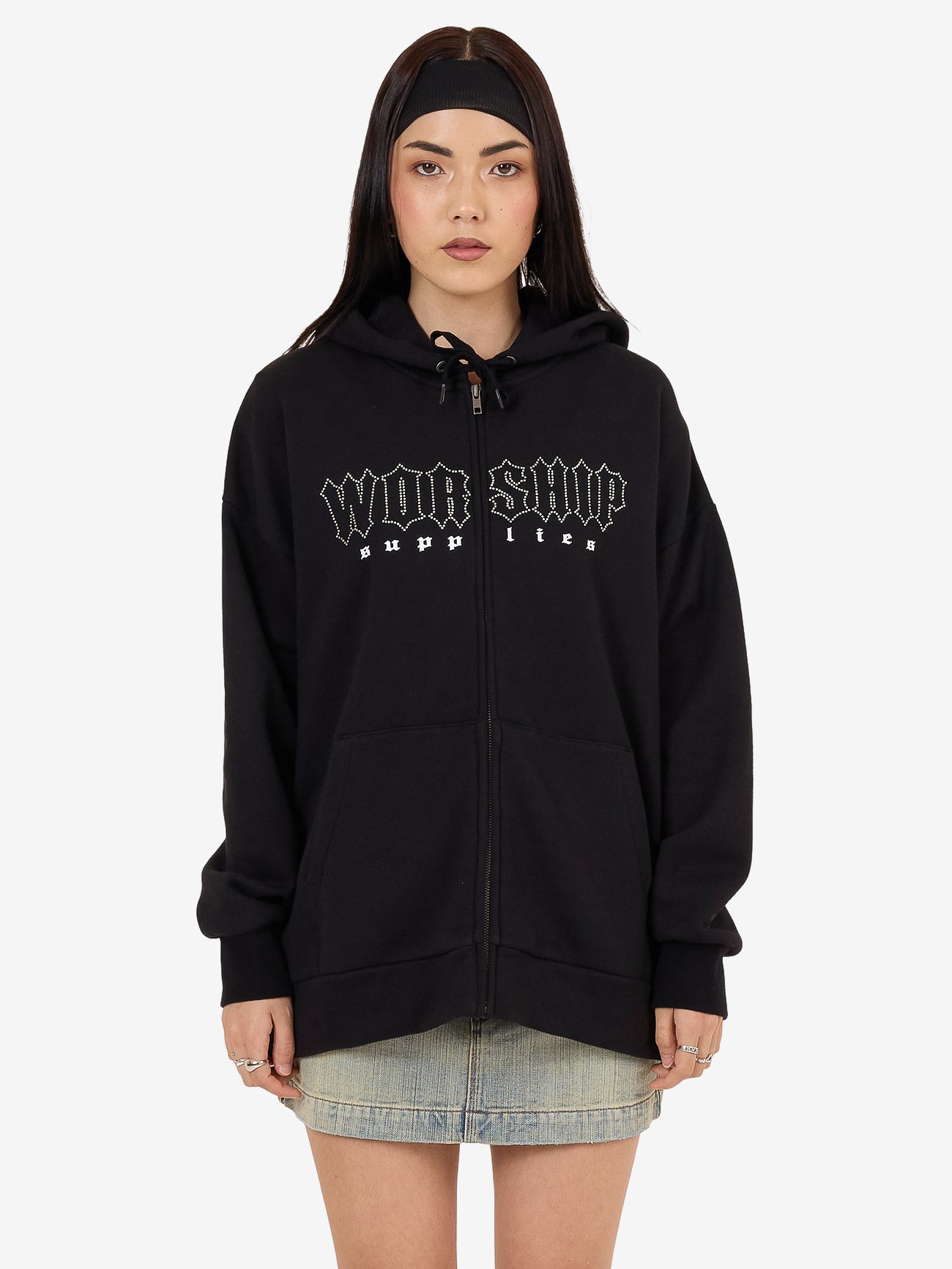 Glitz Zip Front Hood - Black 4