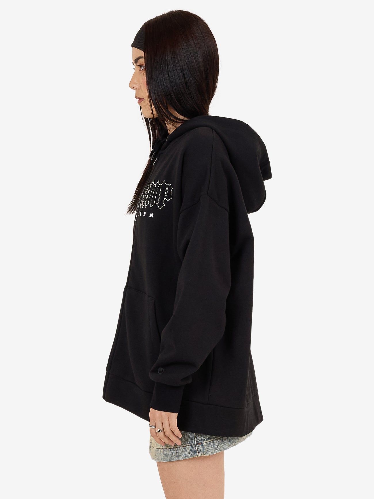 Glitz Zip Front Hood - Black 4