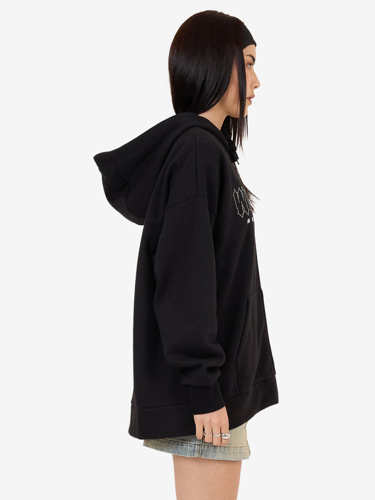 Glitz Zip Front Hood - Black 4