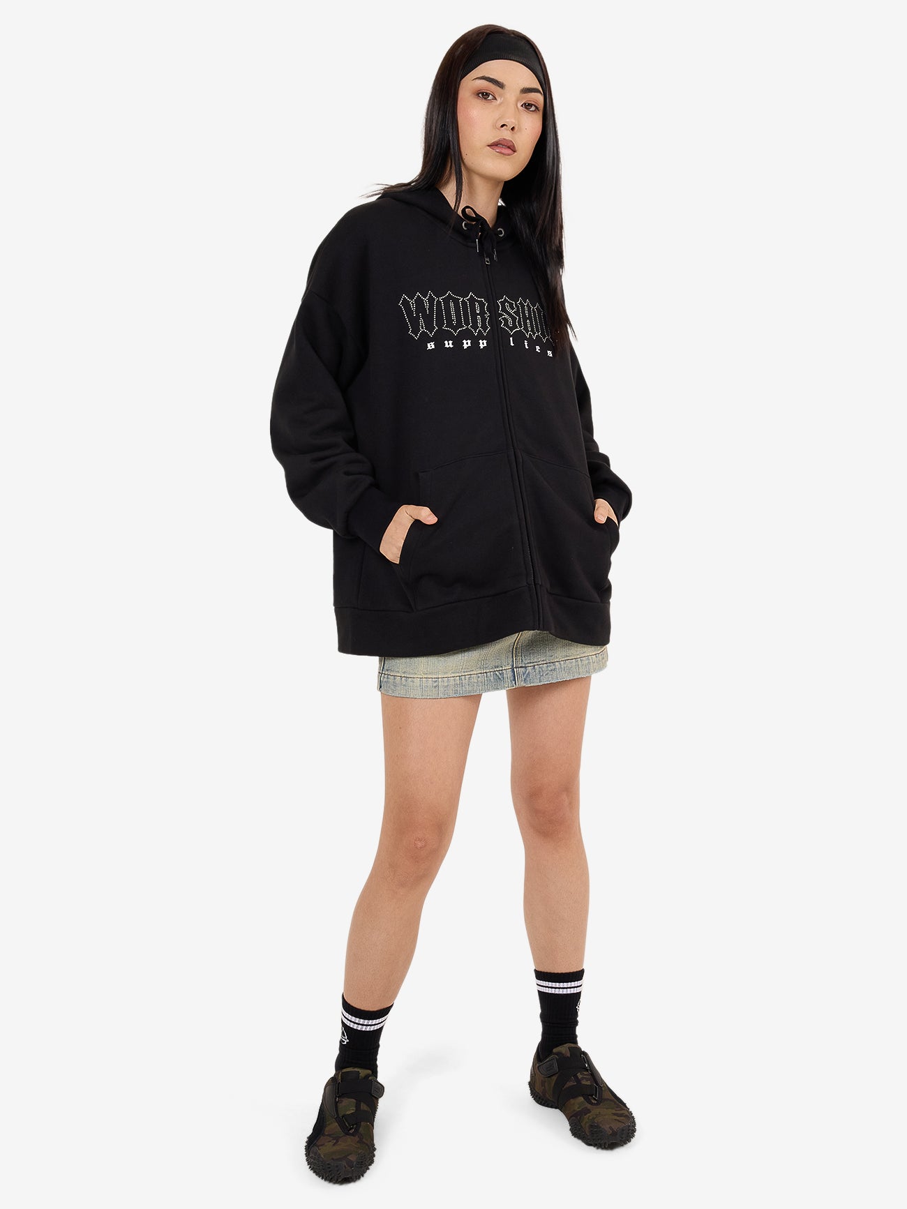 Glitz Zip Front Hood - Black 4