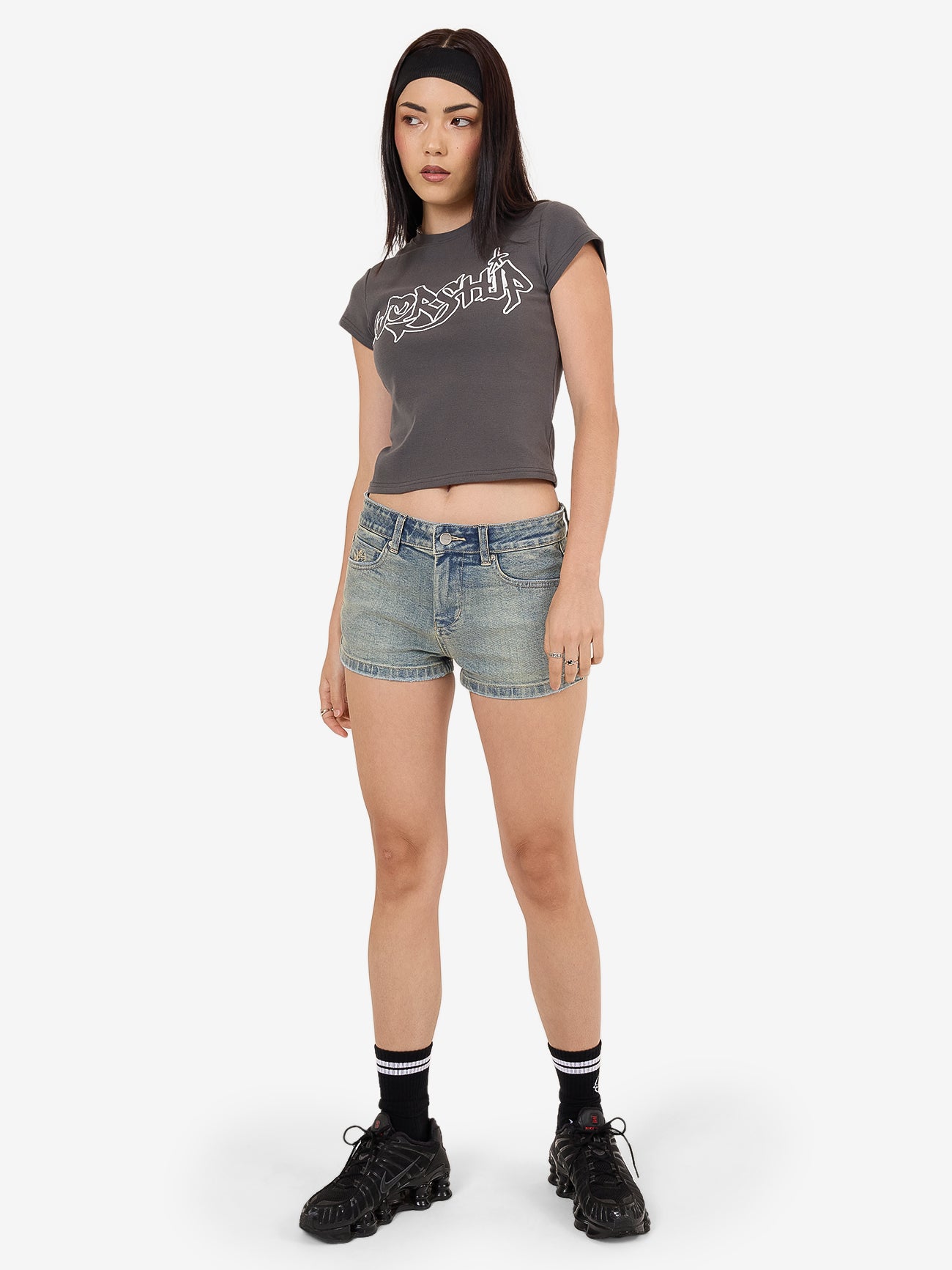 Y2K Crush Micro Short - Garbage Grime Blue 4
