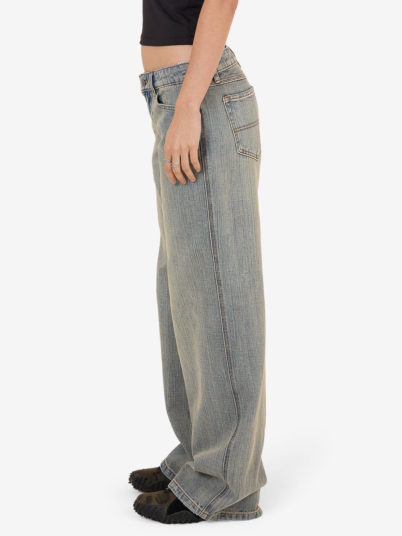 Baggy Low Rider Jean - Dirty Streaky Fade 4